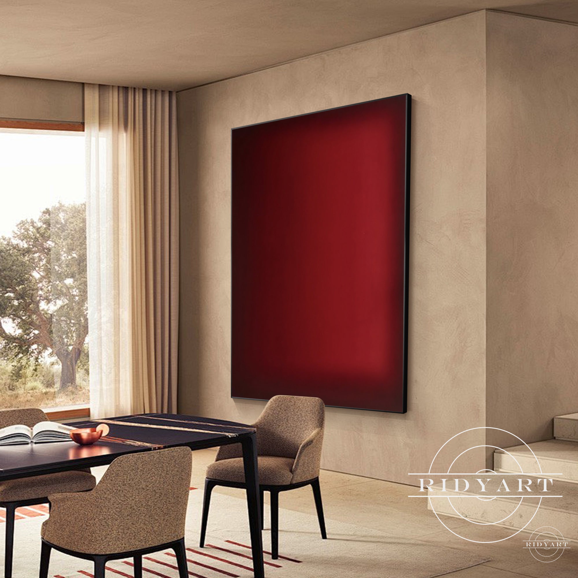 Minimalist ombre red wall art for bedroom or office decor