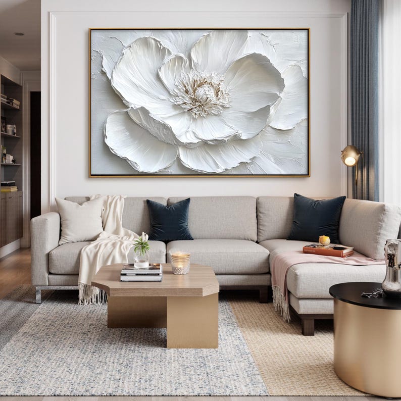 3D textured flower oil painting for office wall decor
