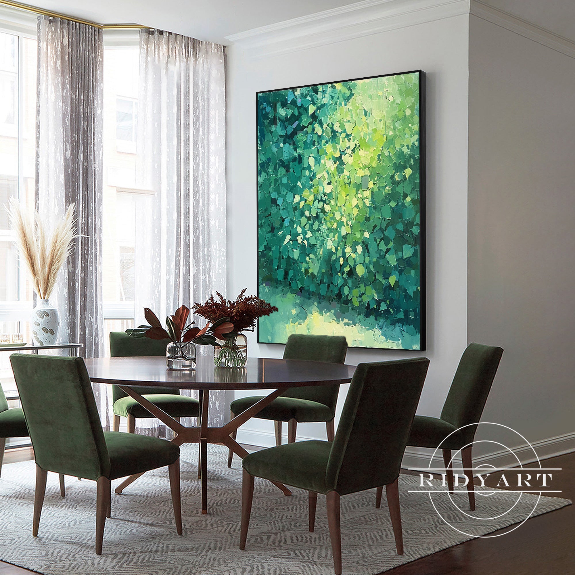 Minimalist leaf art on canvas