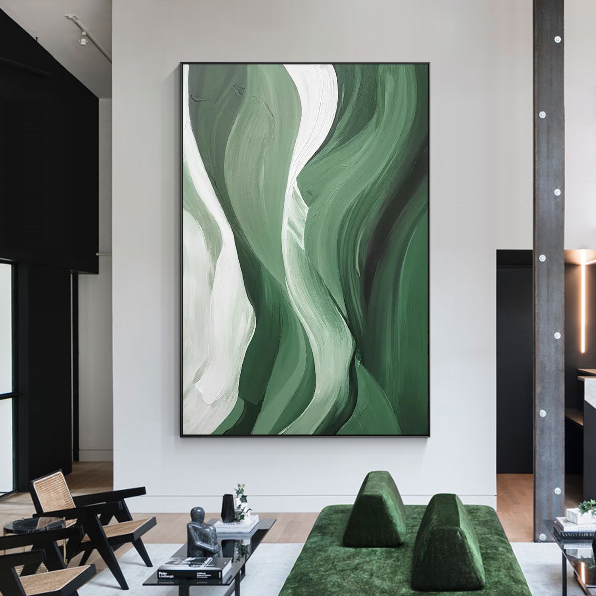 Earthy green abstract painting modern design