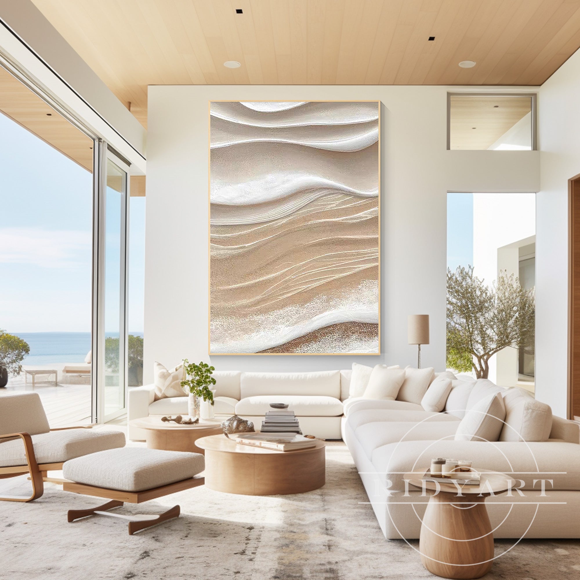 Minimalist neutral abstract wall art with layered texture