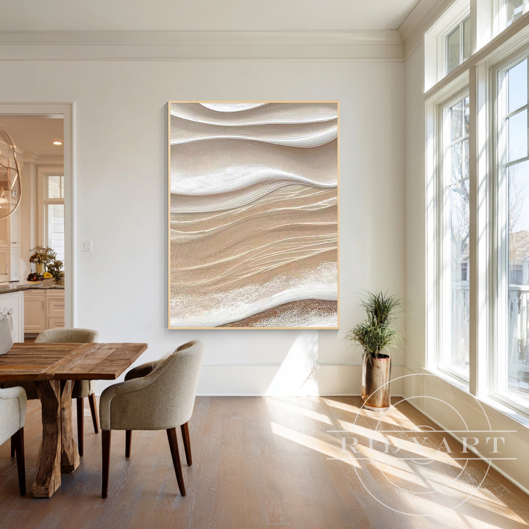 Textured neutral abstract canvas art for bedroom or office