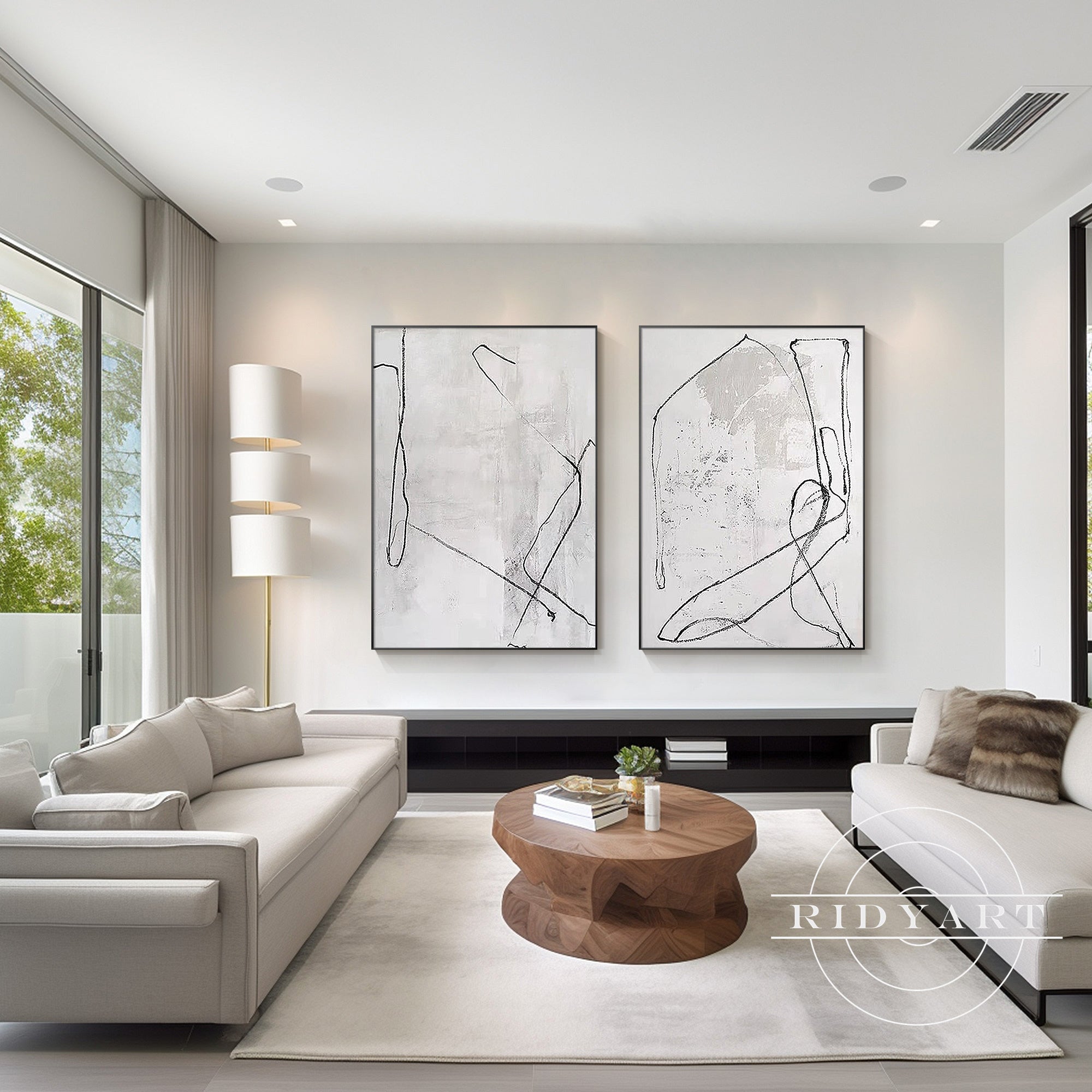 neutral tone abstract wall decor set