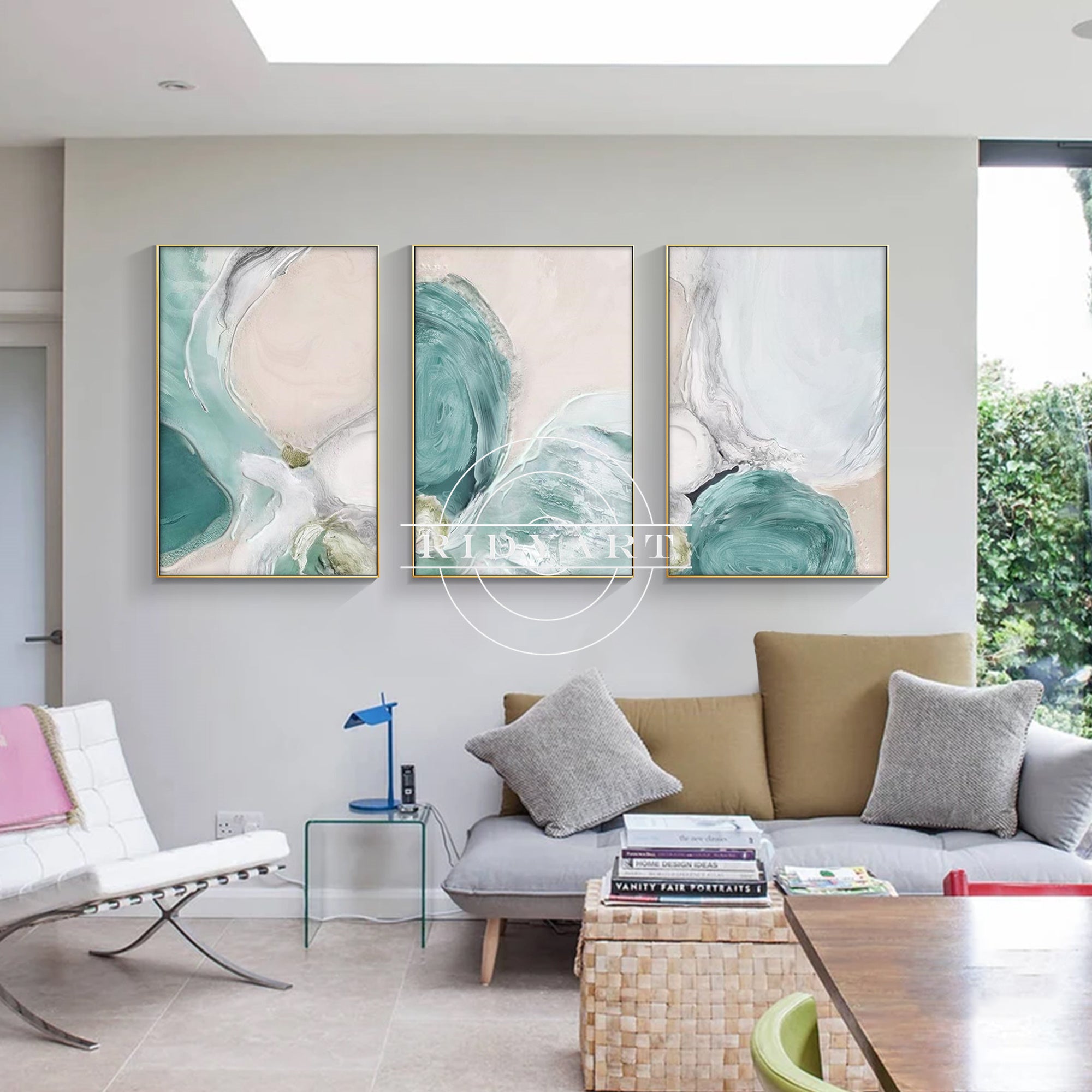 large modern triptych abstract painting wall decor