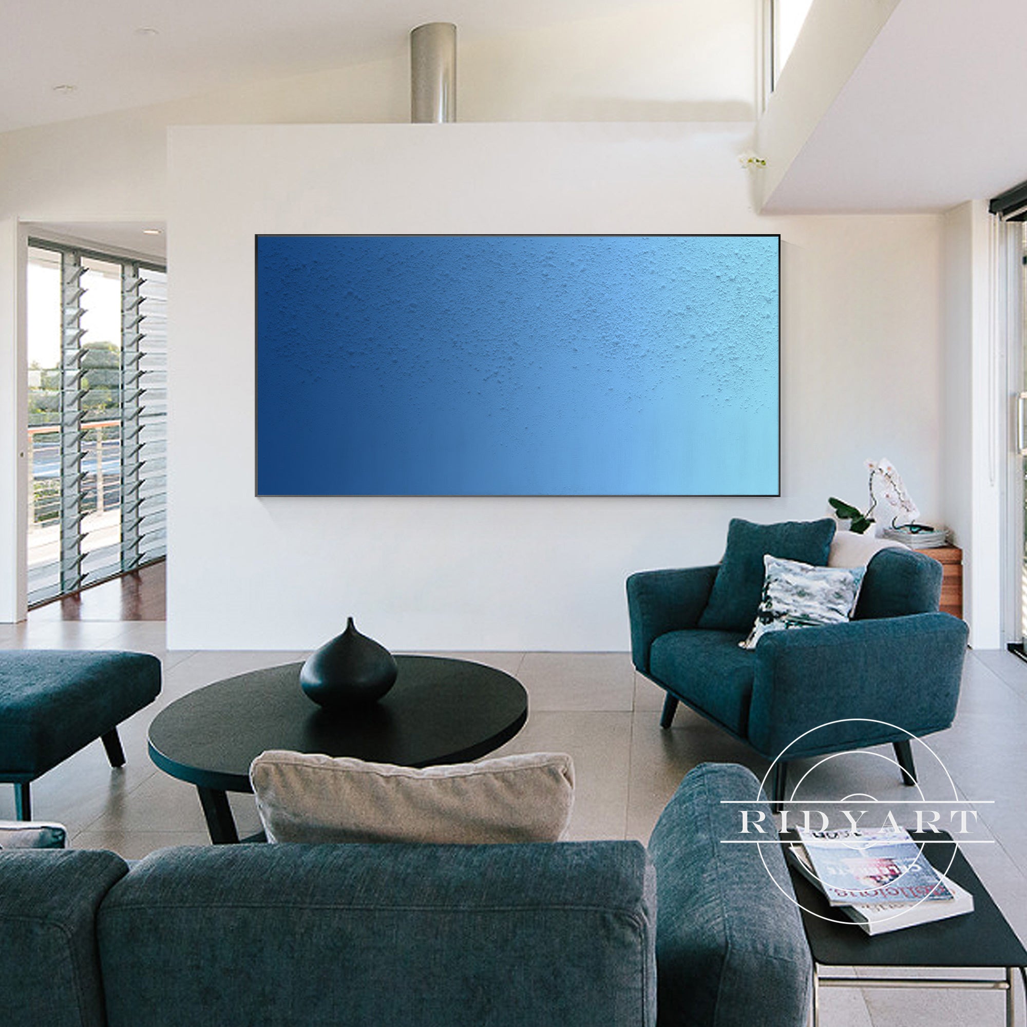 Modern blue canvas painting for living room décor