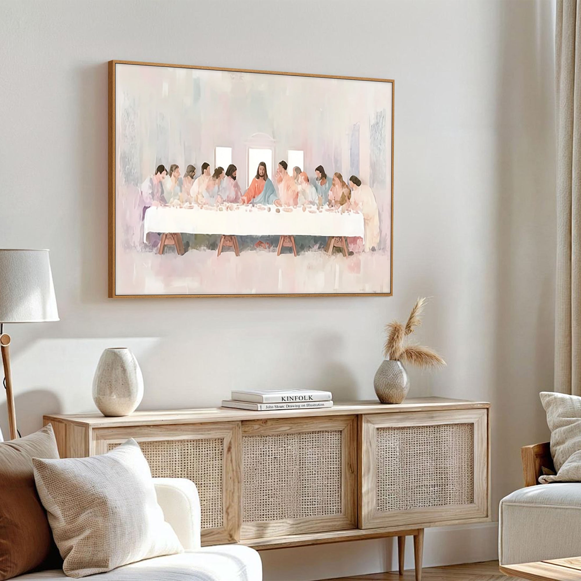 modern christian canvas wall art pink