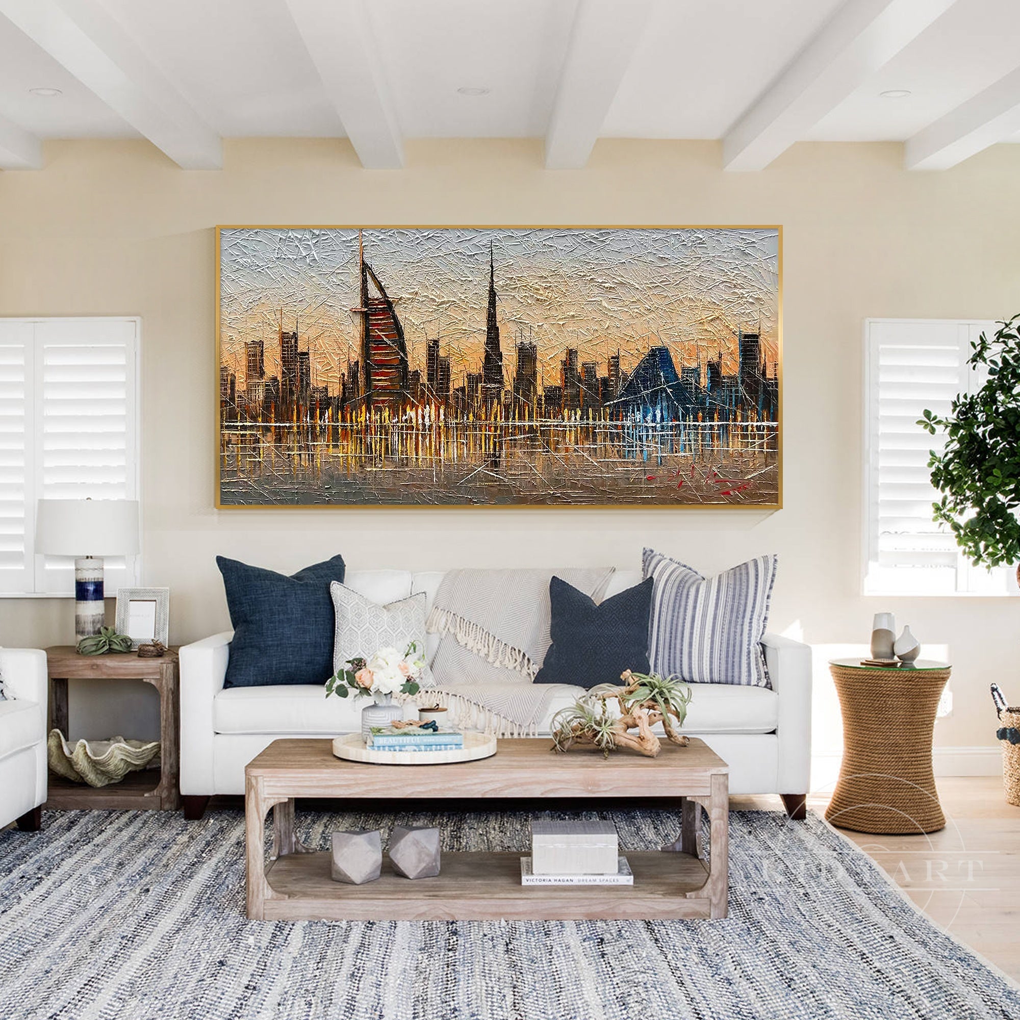 Modern cityscape wall art featuring Burj Khalifa & Burj Al Arab