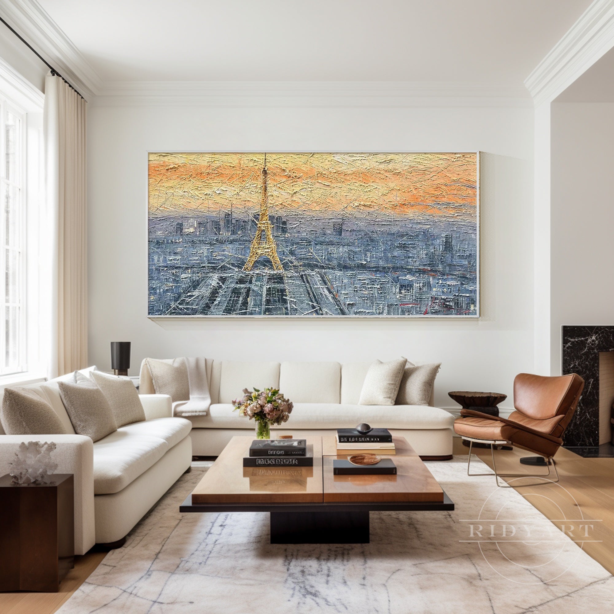 Elegant Paris skyline painting for contemporary decor.