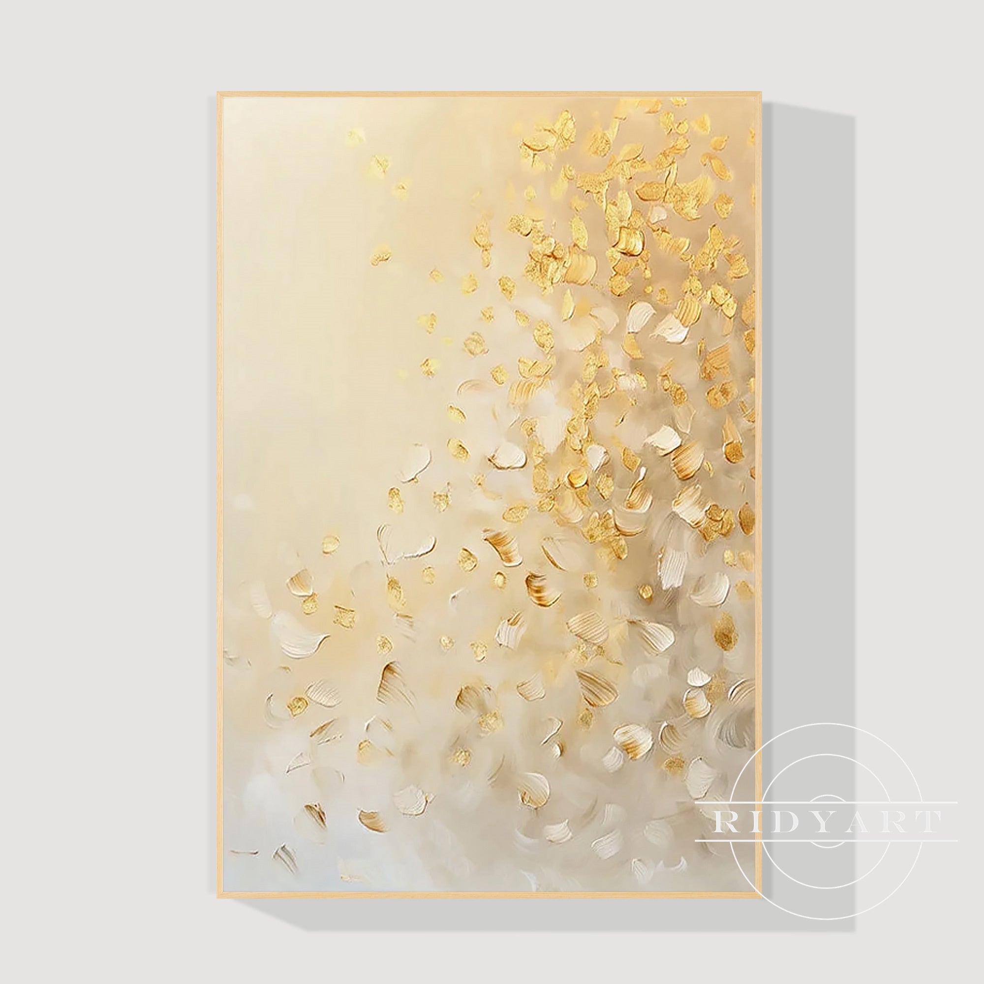 Elegant 3D gold abstract painting on canvas