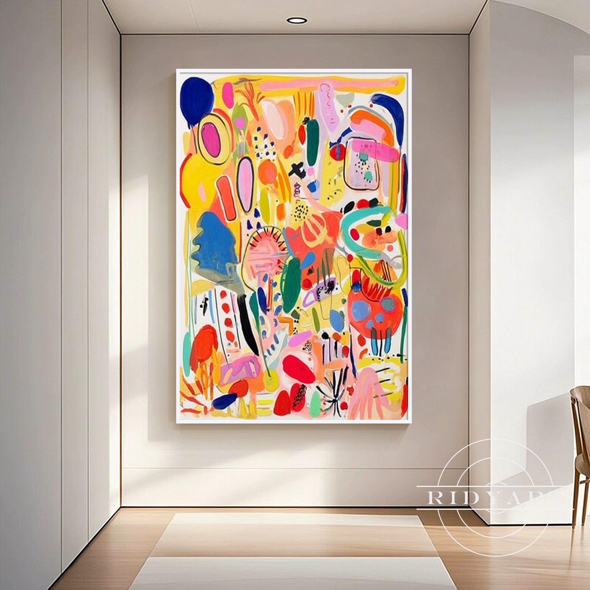 Abstract graffiti style original painting on large canvas