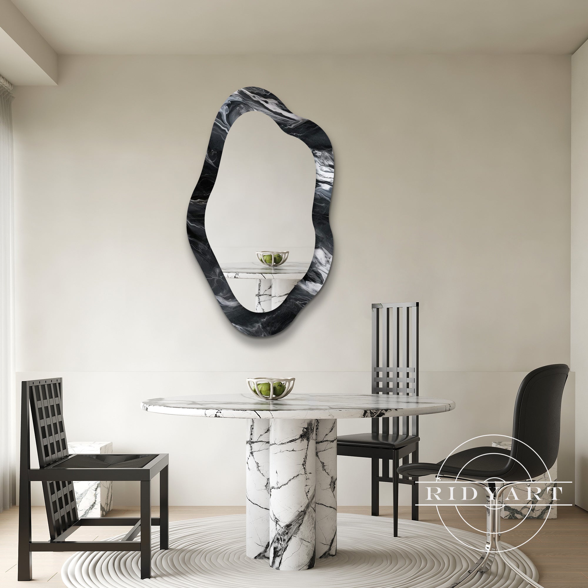 Modern artistic black mirror for living room decoration