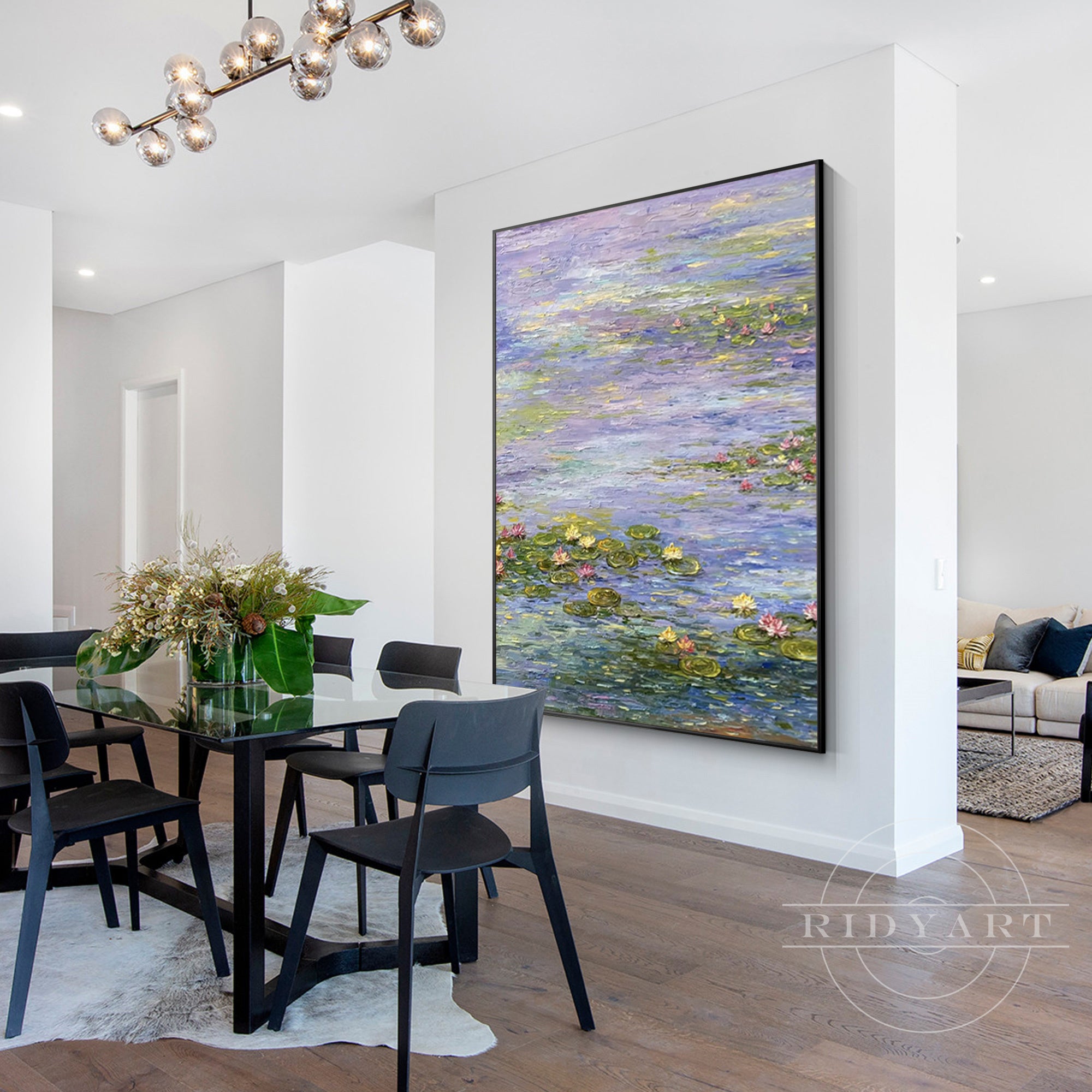 Vintage inspired water lilies wall decor artwork