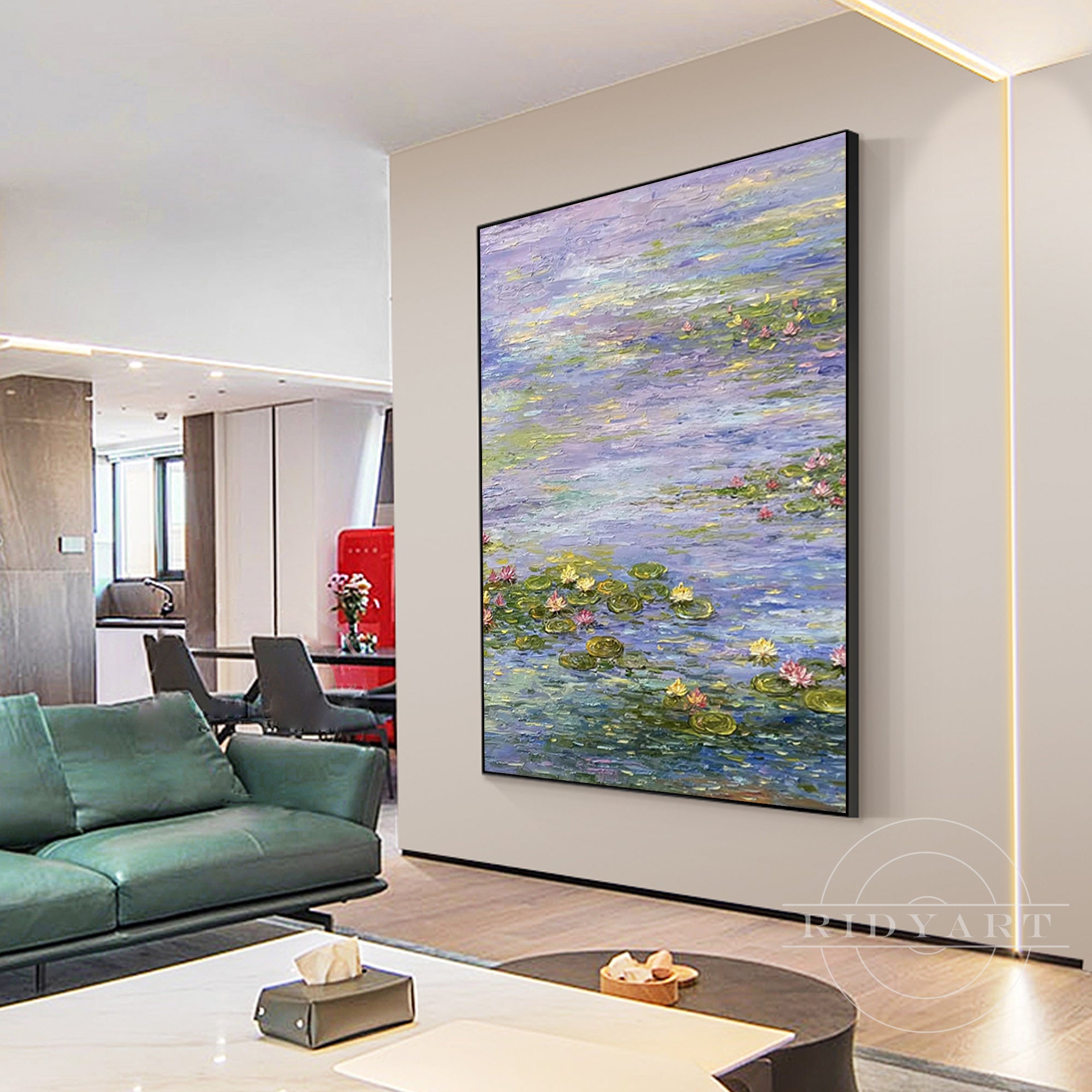 Hand-painted water lily landscape modern art