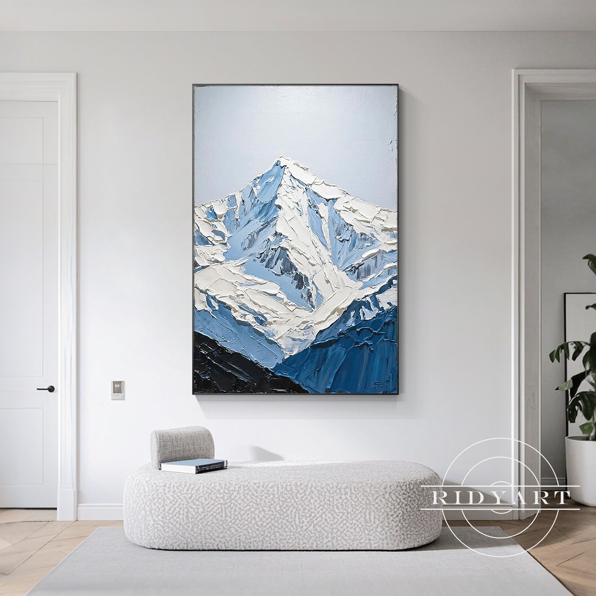 Textured snowing mountain wall decor for bedroom or office