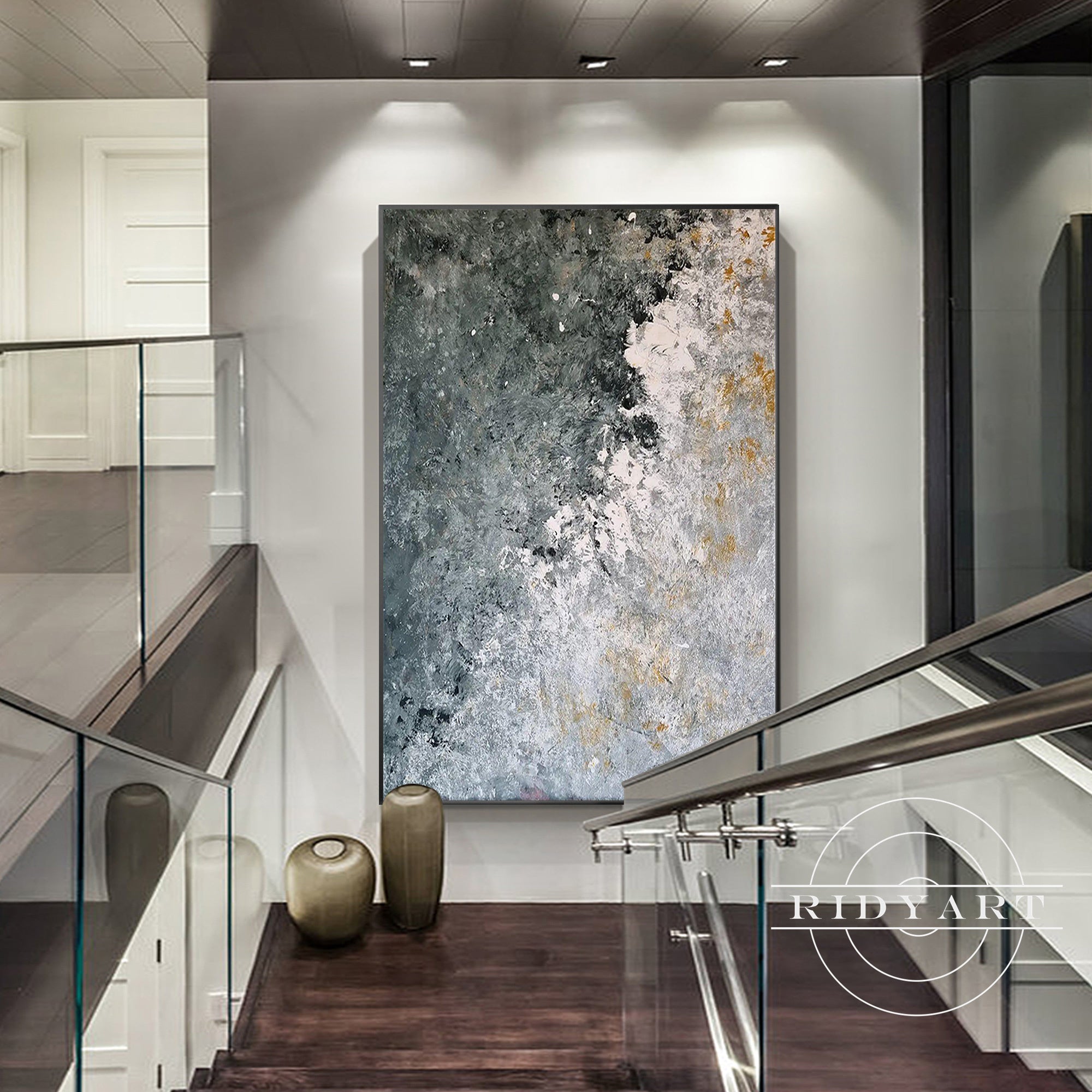 
Oversized modern textured ocean painting for bedroom decor