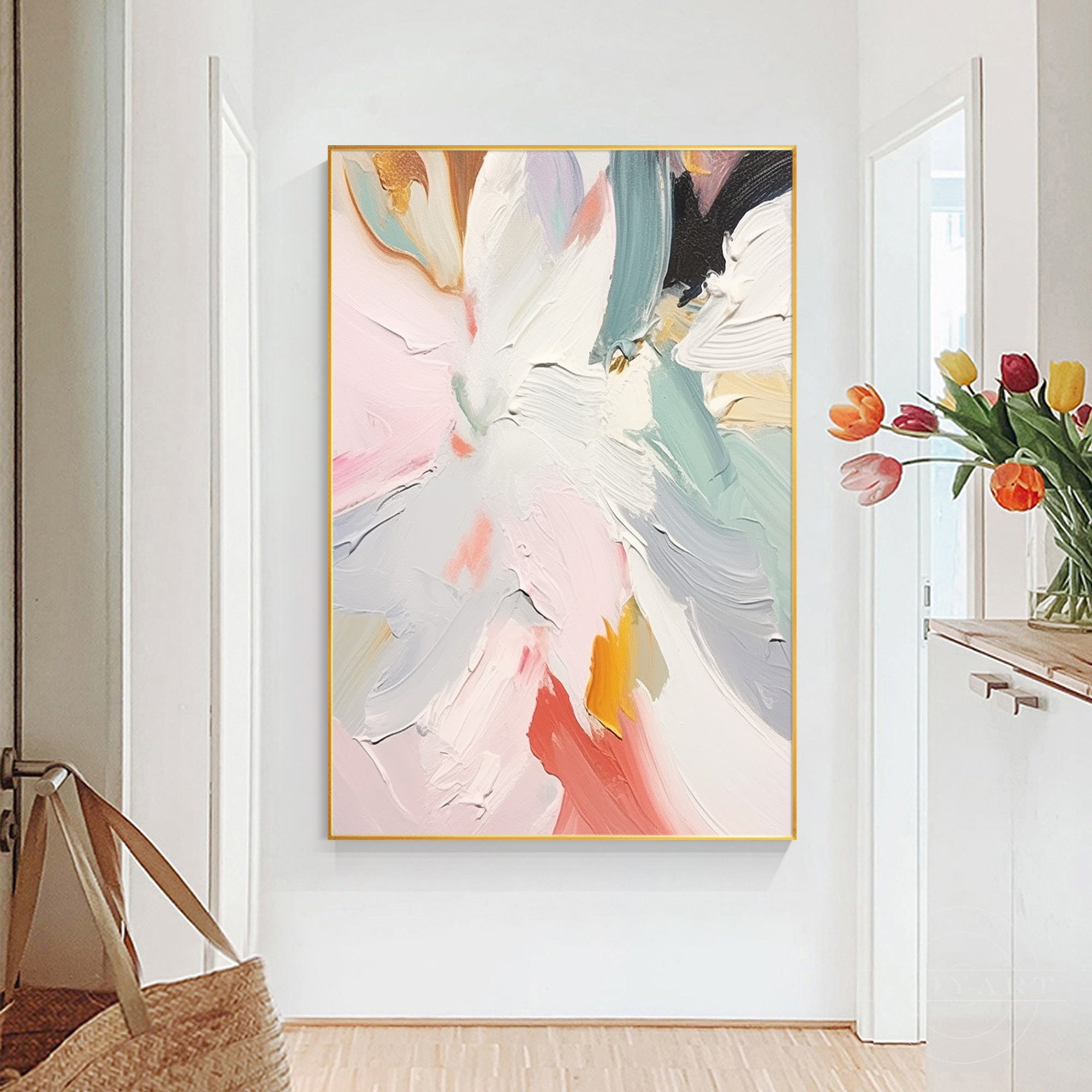 Abstract wall art in pastel tones for modern home decor