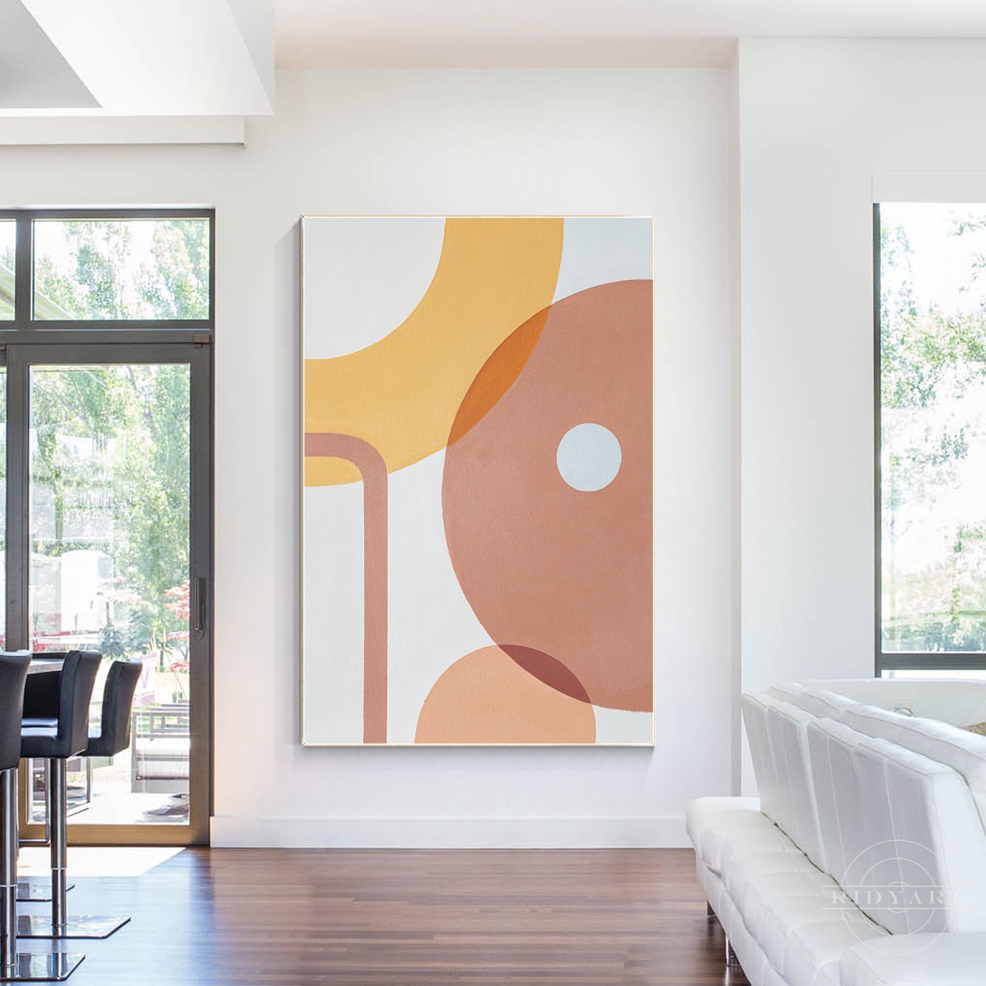BOHO abstract minimalist painting on canvas, extra-large art.
