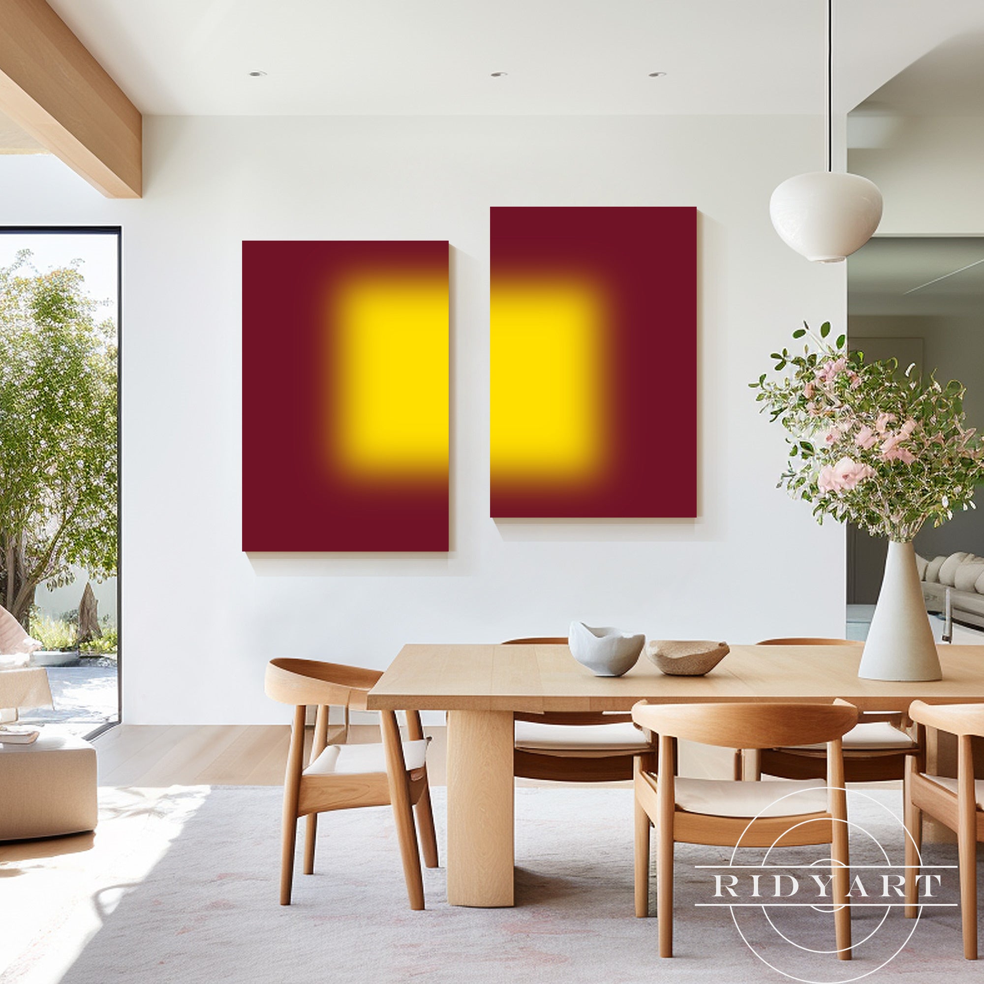 neon ombre abstract canvas set minimalist home decor