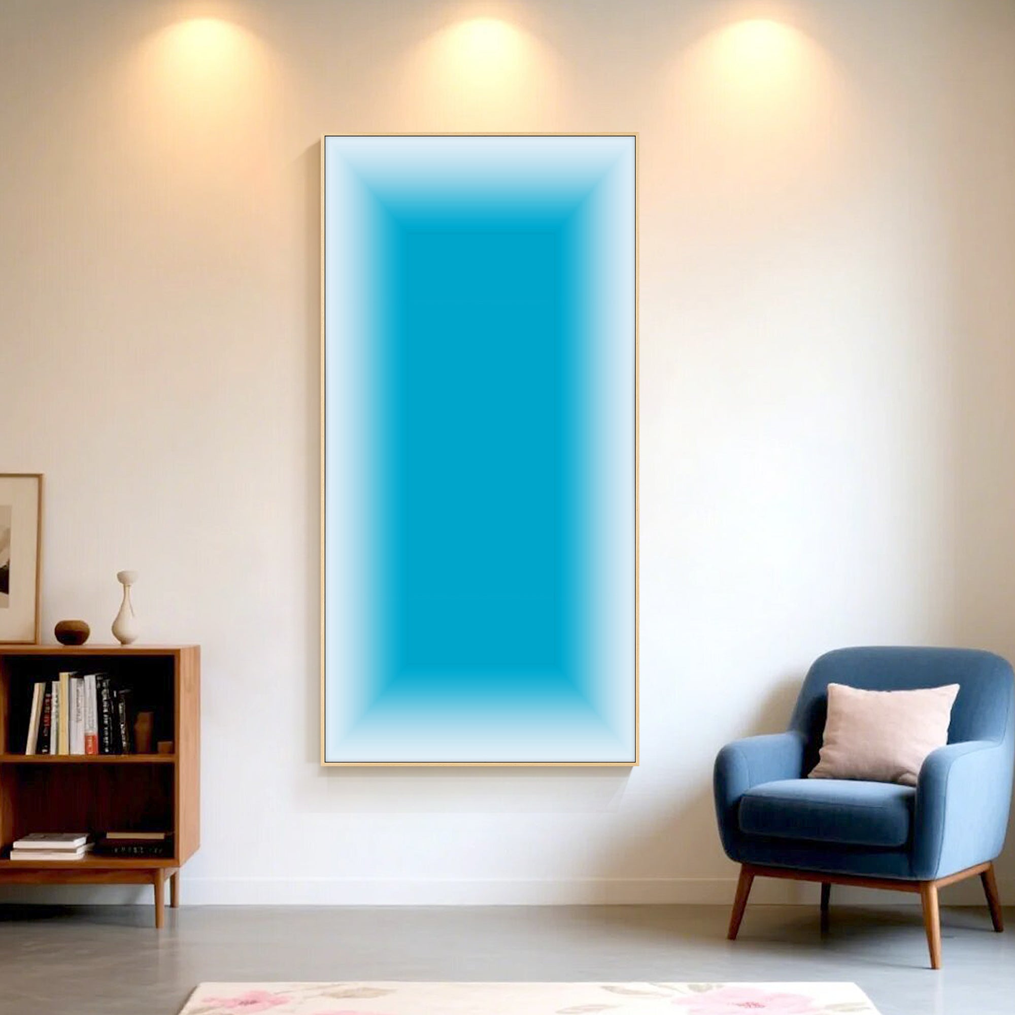 Large contemporary calming aura blue canvas painting