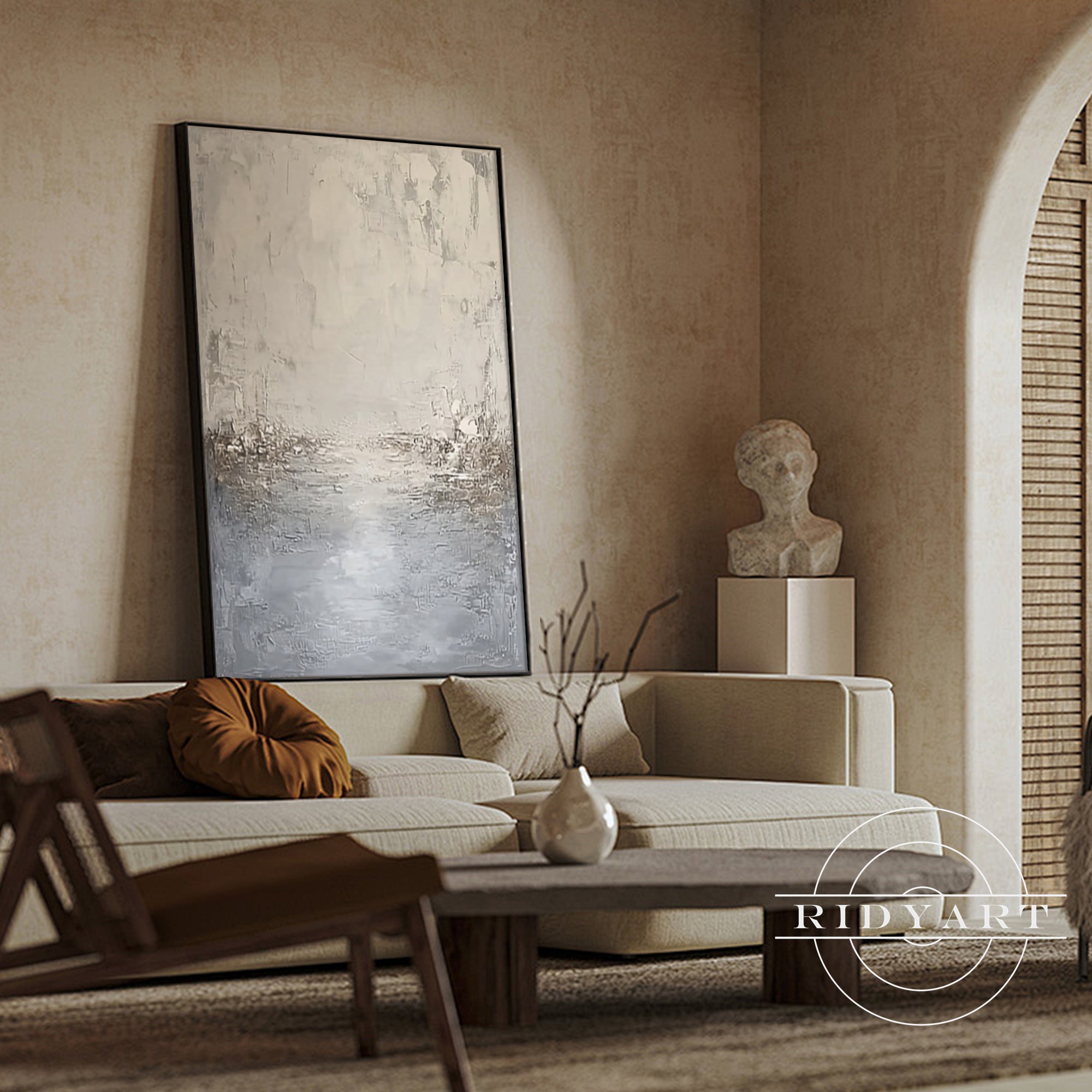 Modern abstract wall decor with neutral tones