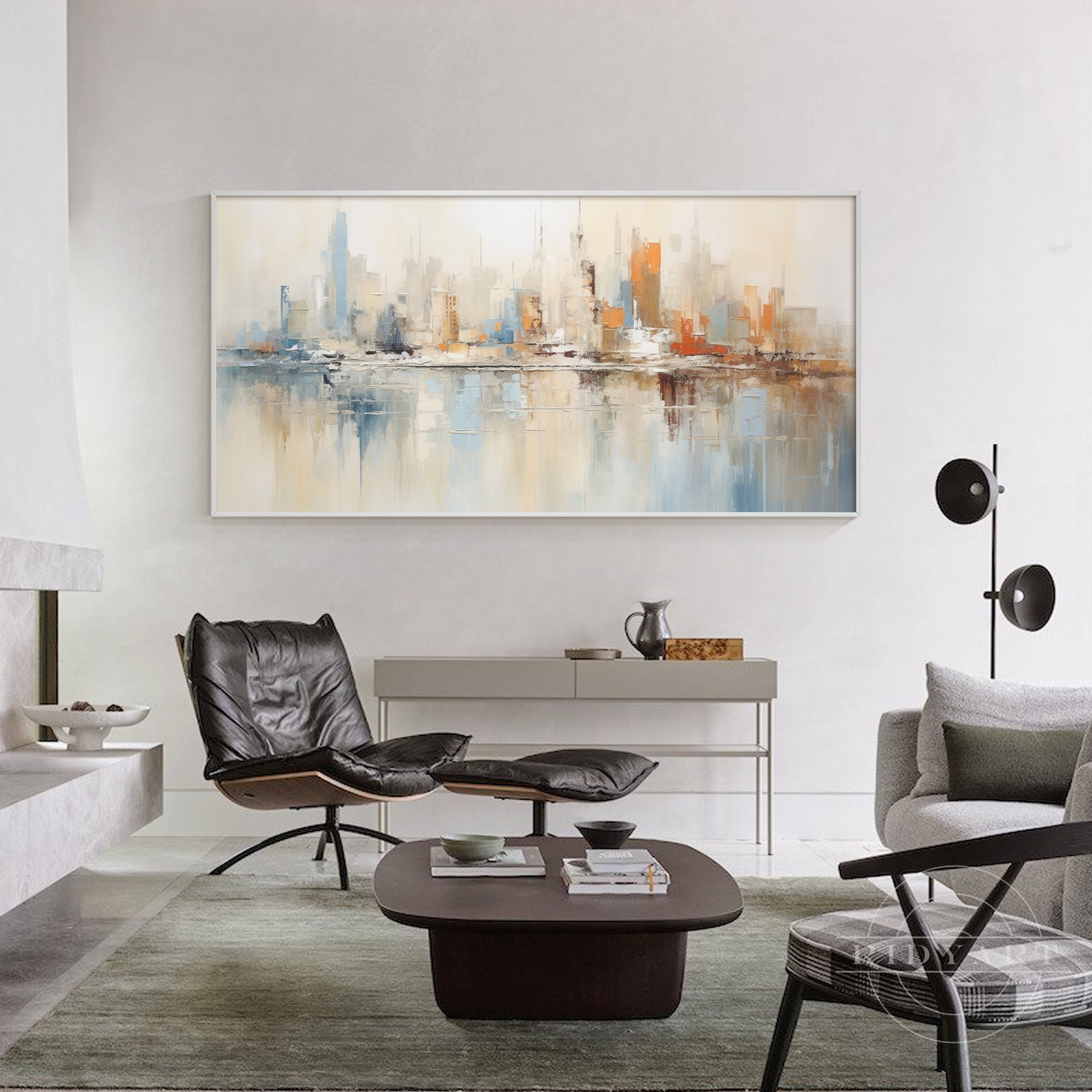 Contemporary Chicago skyline painting for home decor