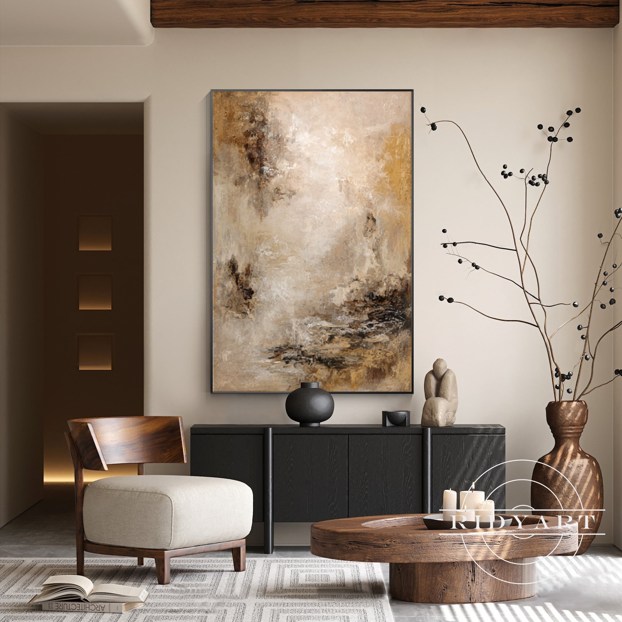 3D abstract Wabi Sabi wall art for bedroom or living room