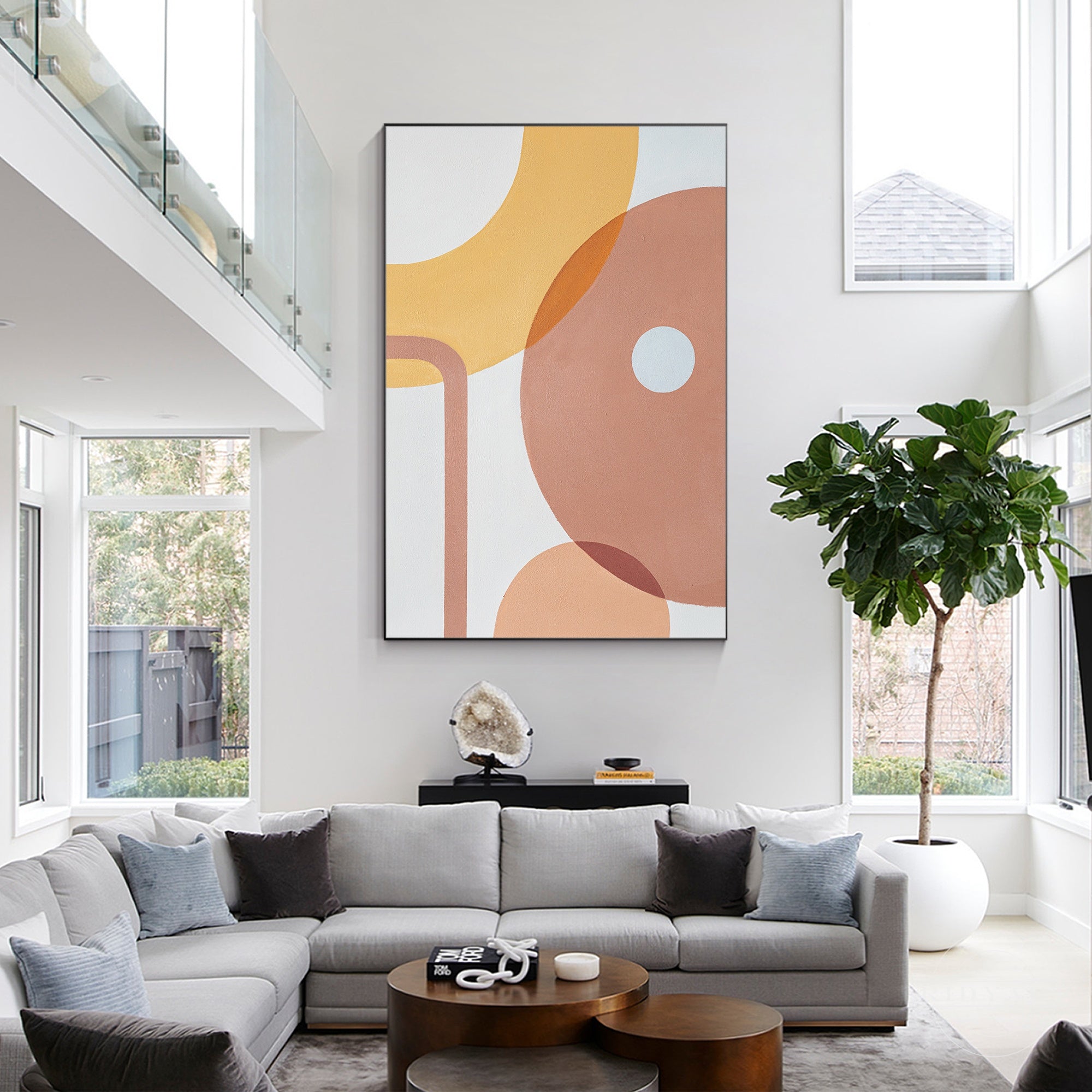 BOHO abstract minimalist painting on canvas, extra-large art.
