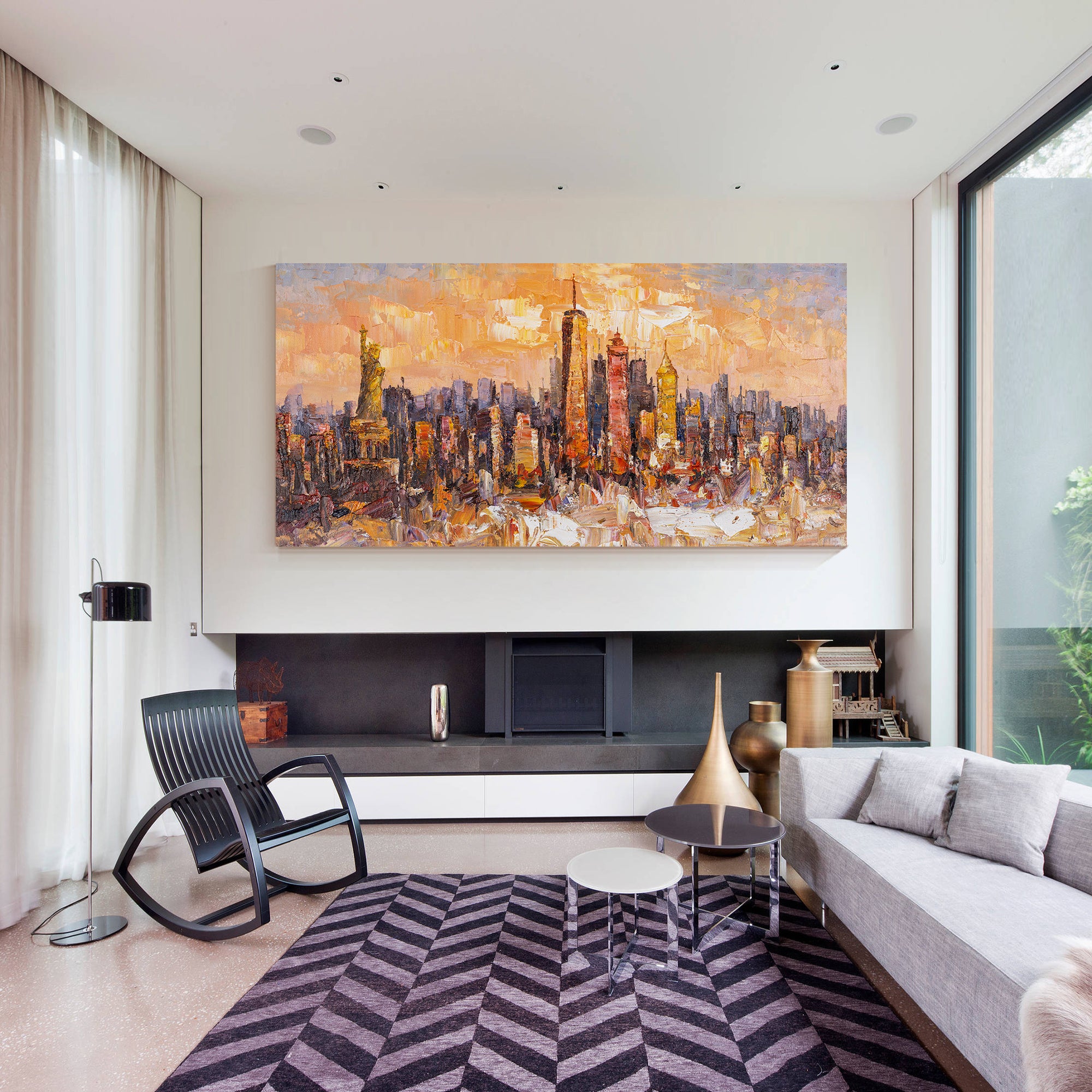 new york skyline  oil painting