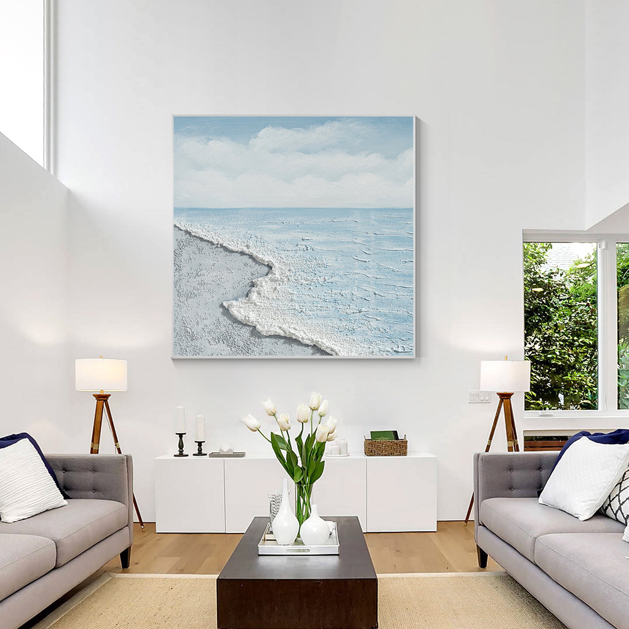 minimalist ocean wall art calming coastal decor