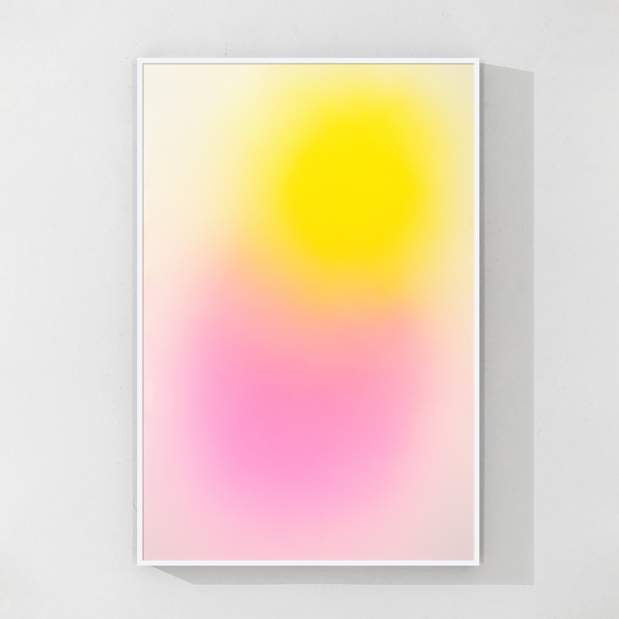 Ombre abstract painting in pink and yellow gradient