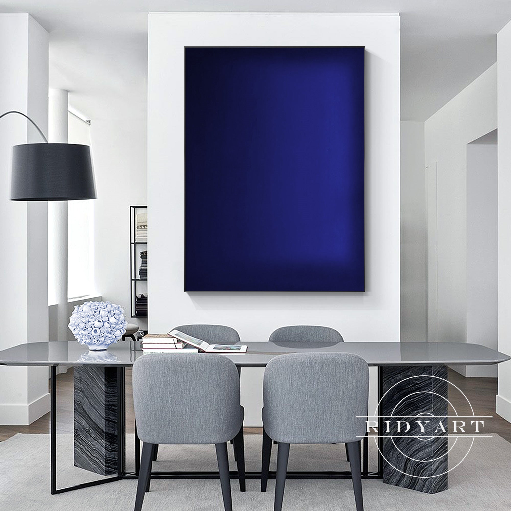 Ombre navy modern minimalist painting