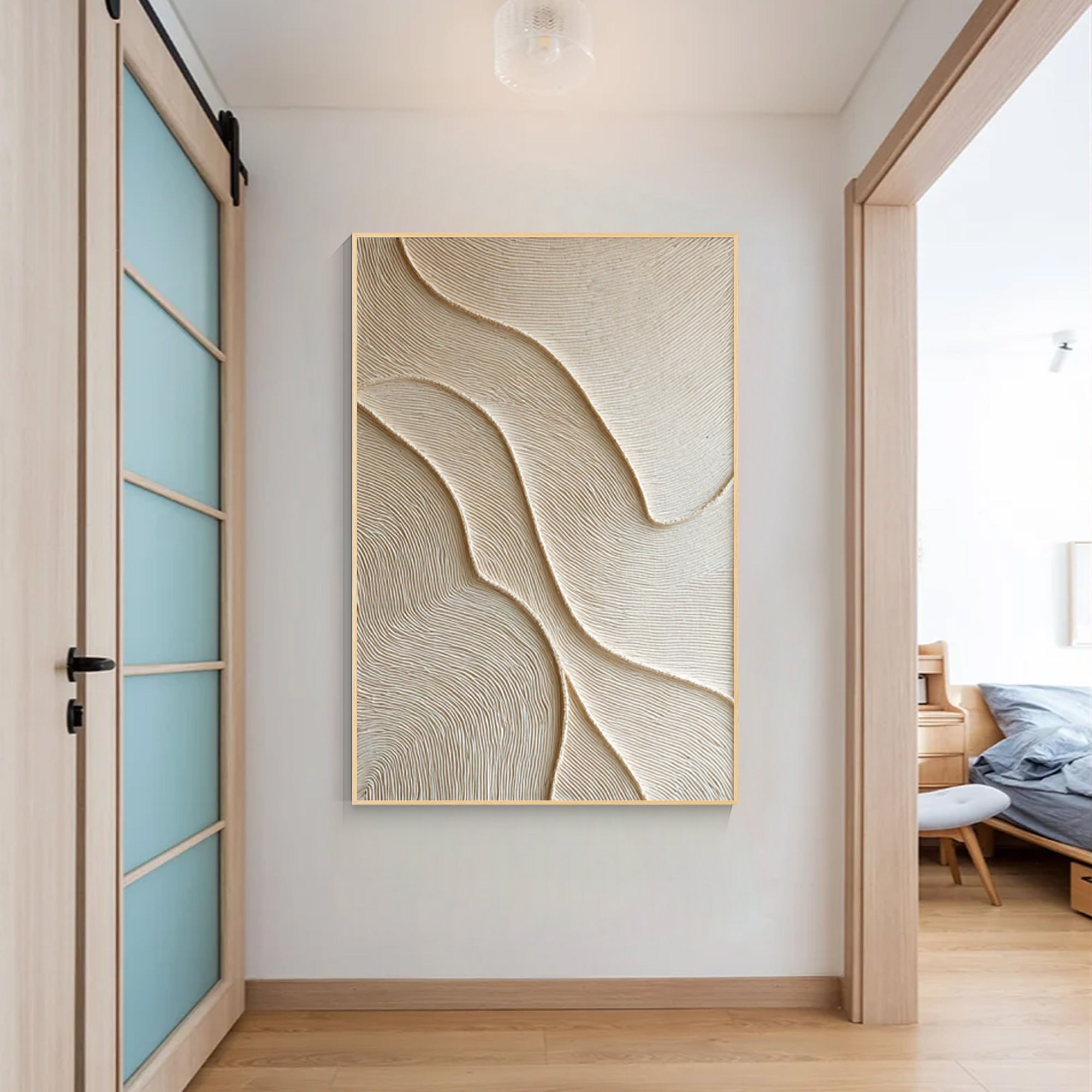 Œuvre murale beige terreux Peint à la main