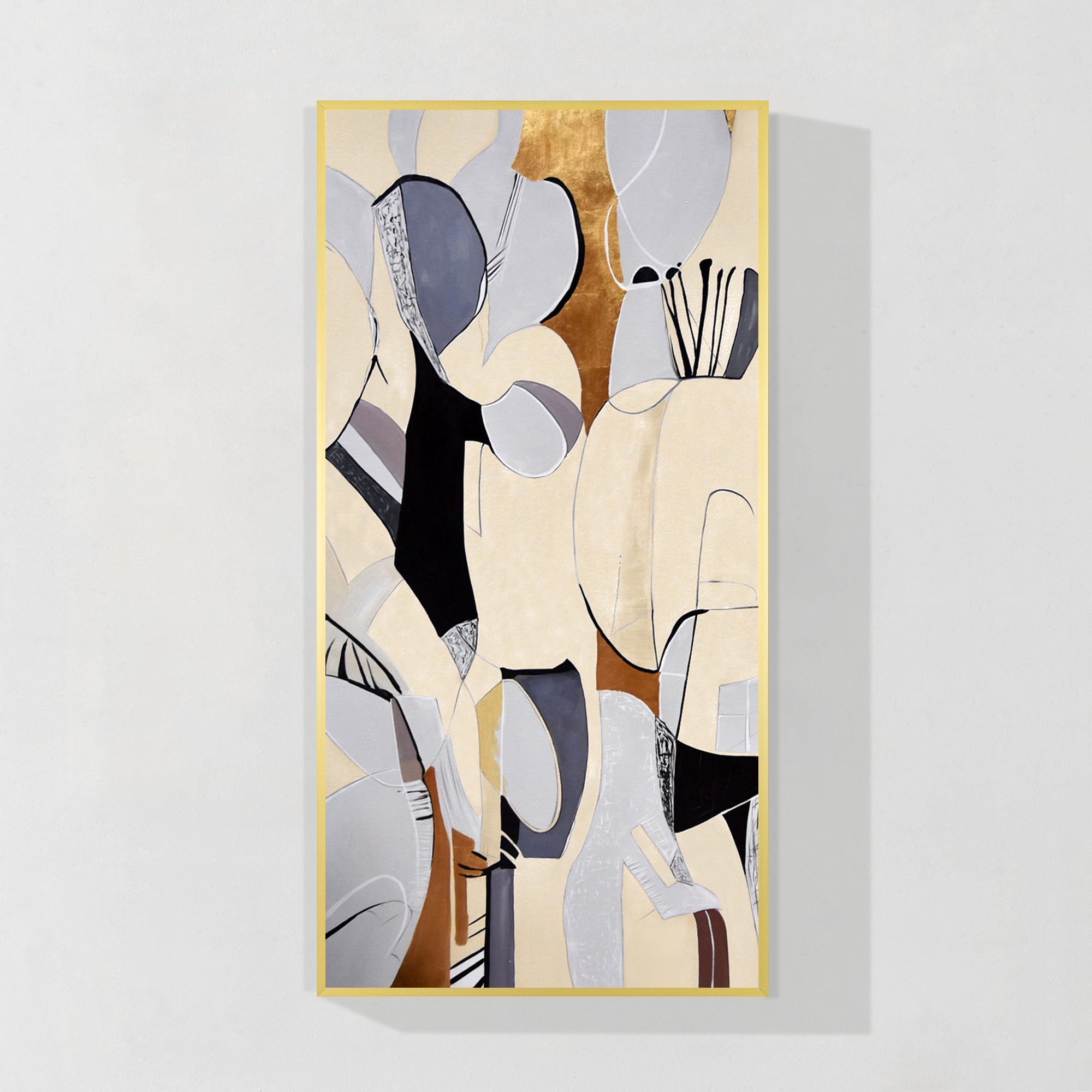 Organic Shape Abstract Geometric Painting on Canvas