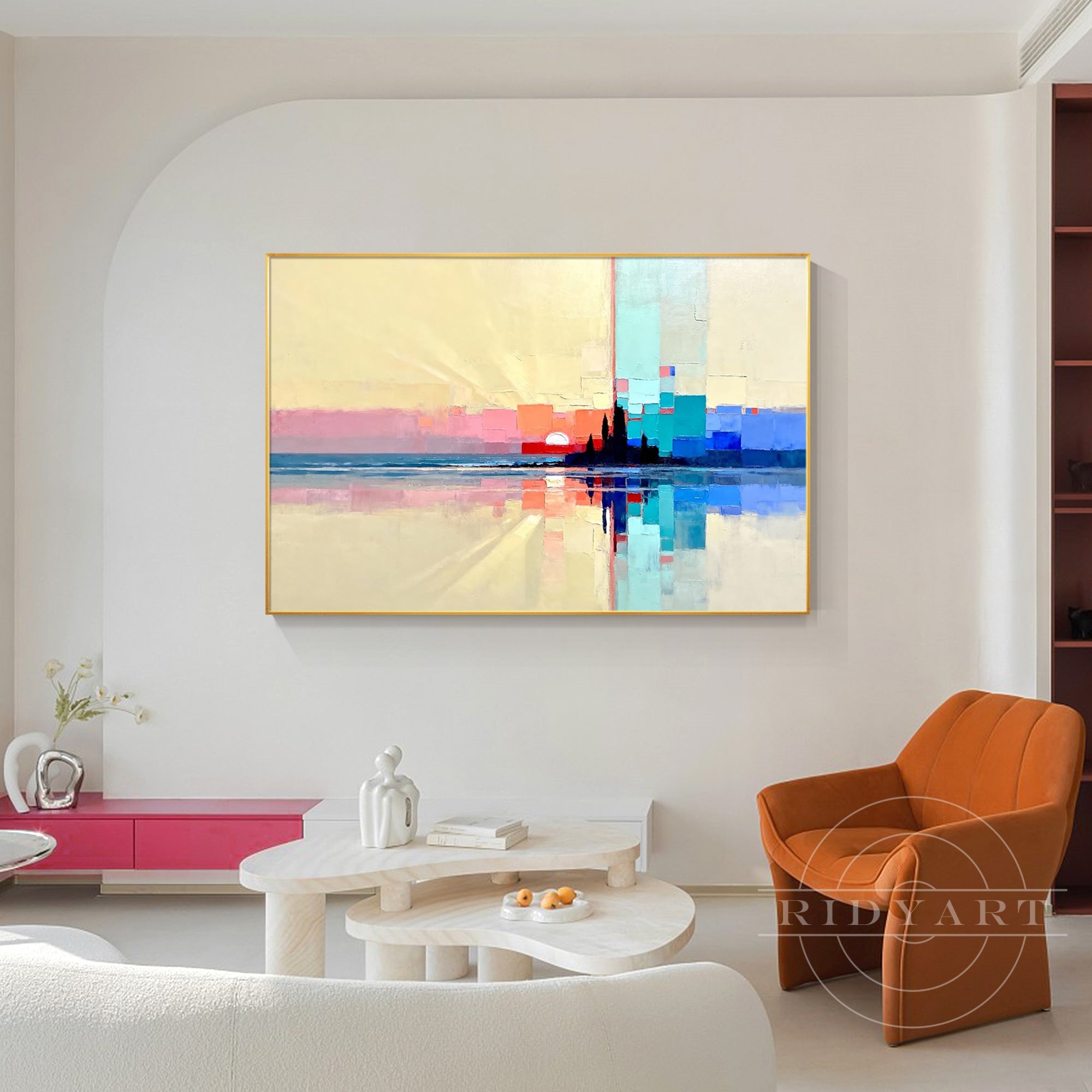 original abstract city skyline painting oil