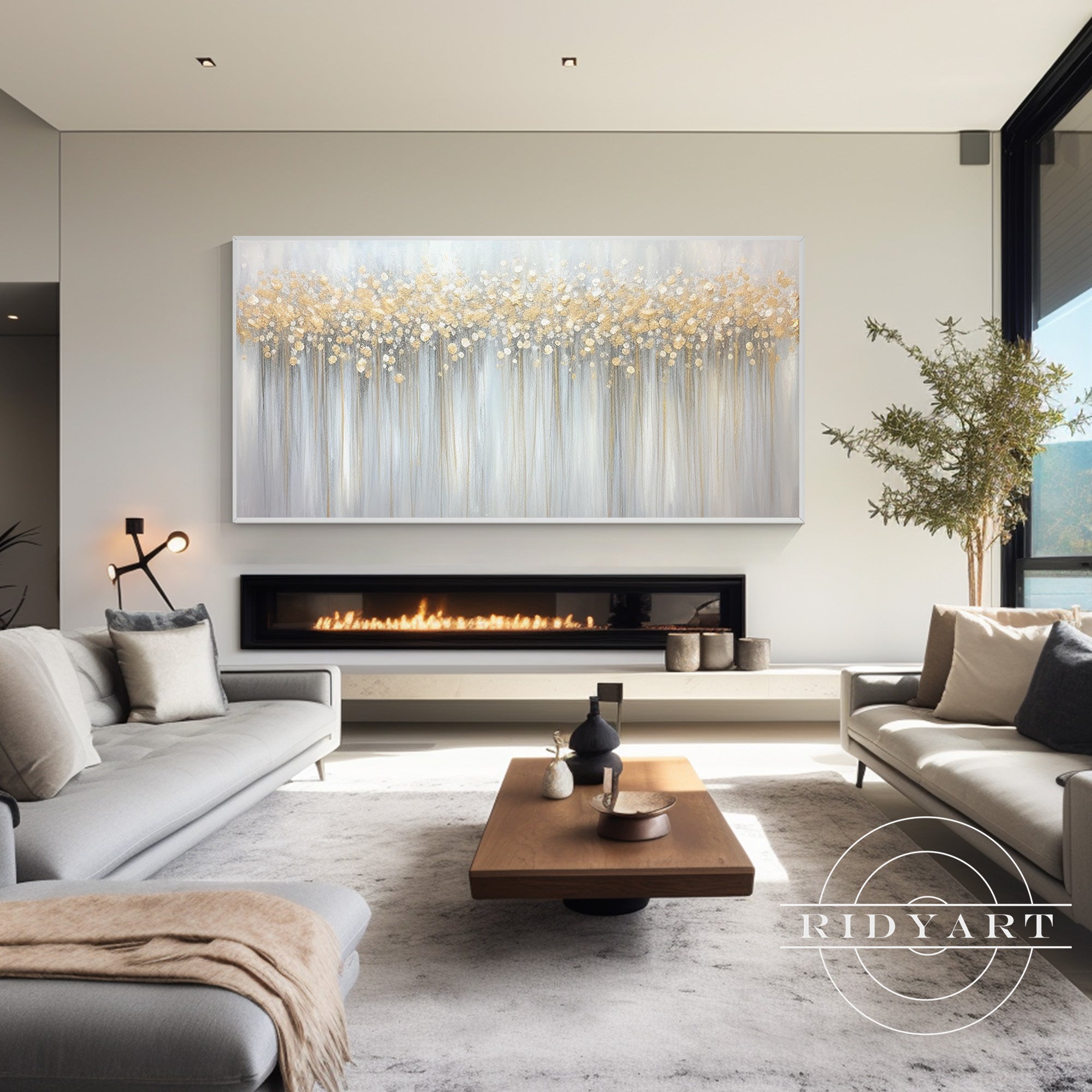 
Luxury hand-painted flower wall decor on large canvas