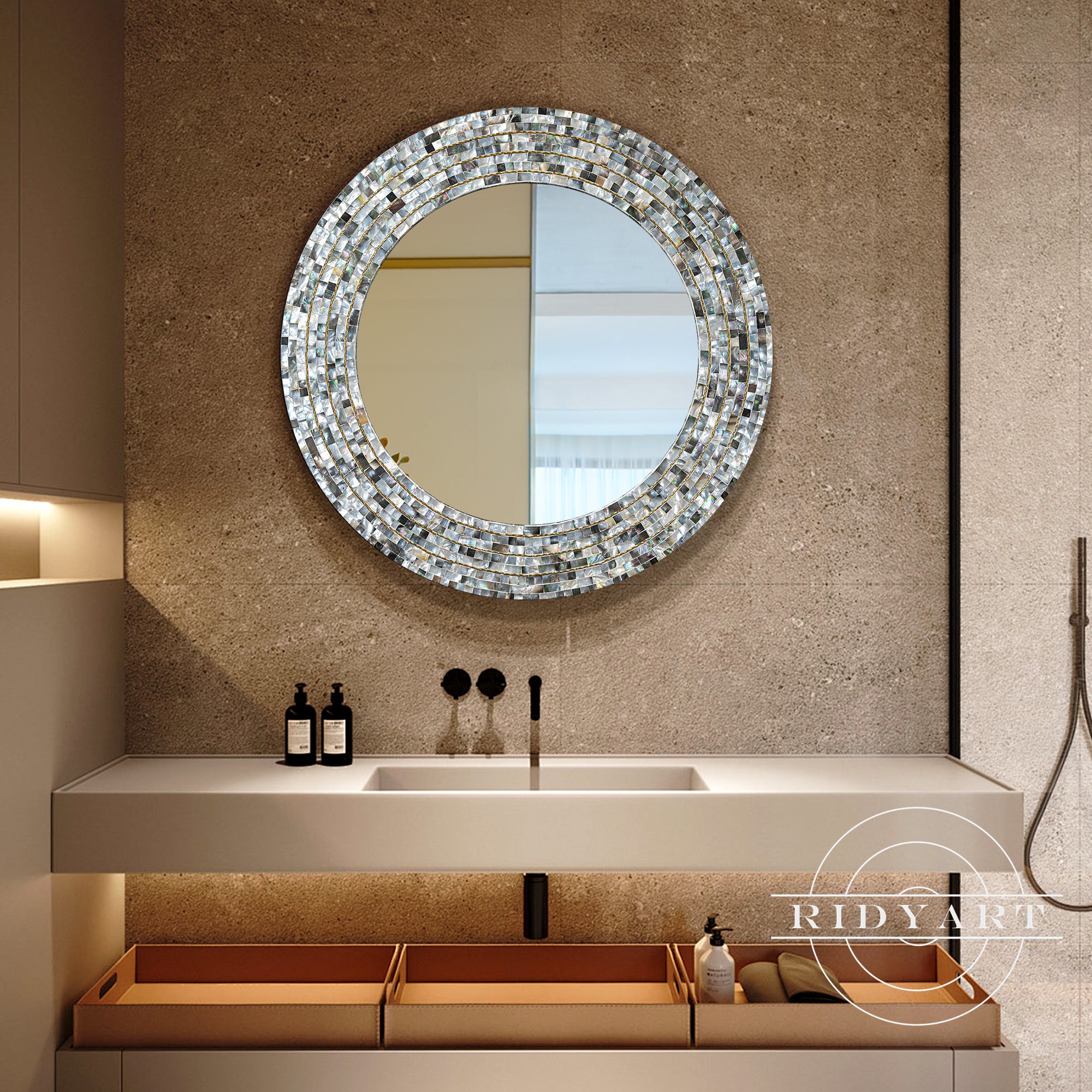 original handmade seashell framed mirror
