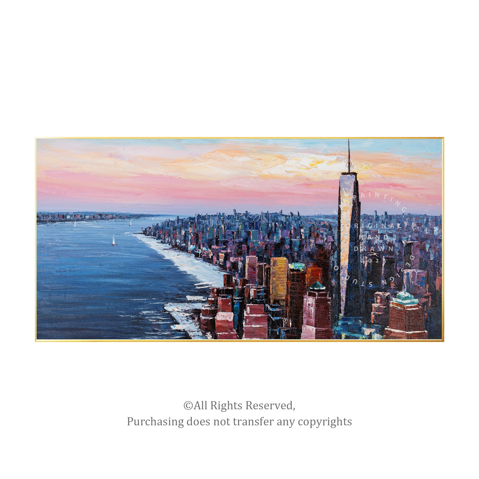 painting of  new york skyscraper