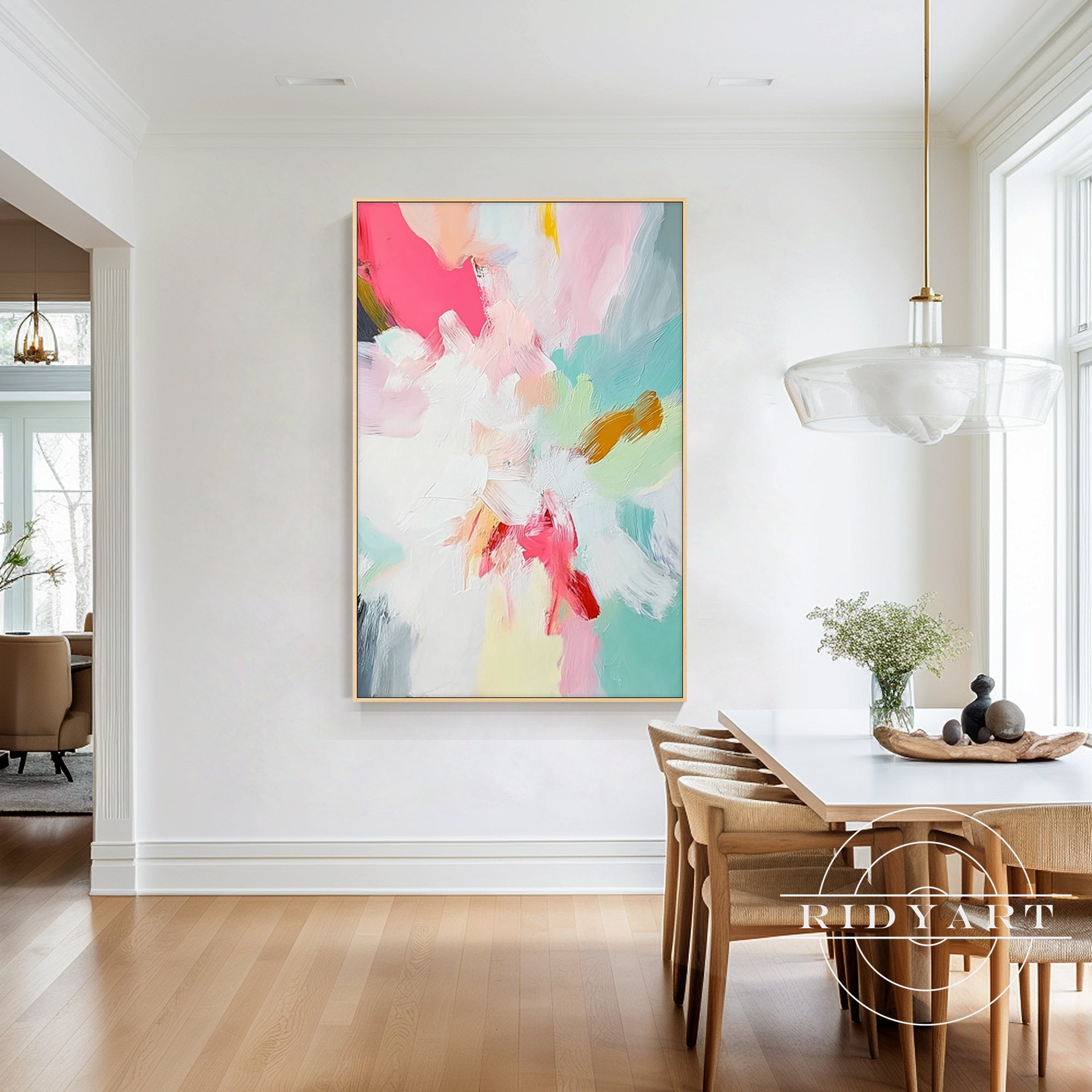 Soft colorful pastel abstract canvas art