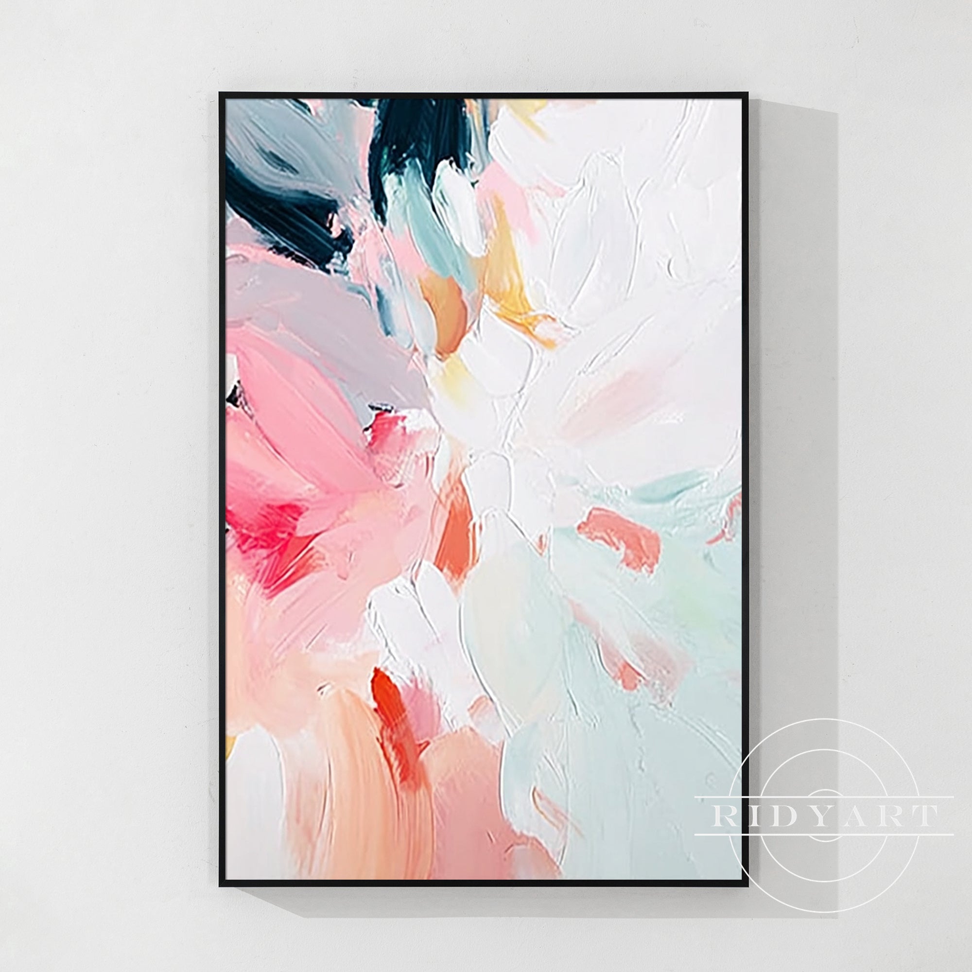 Contemporary flower abstract art in light pastel colors