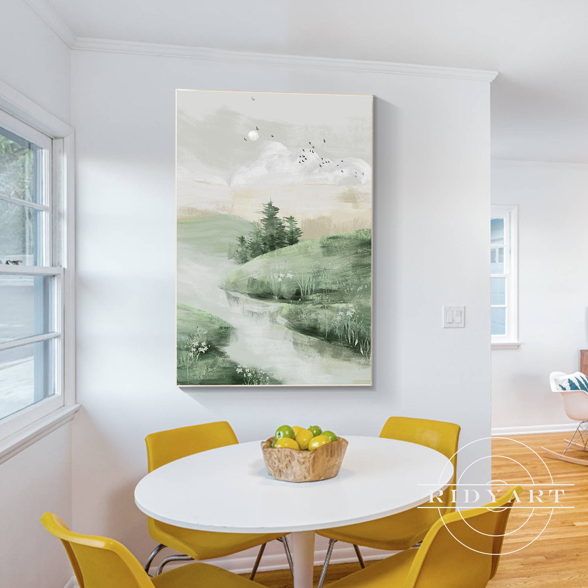 Serene hill landscape painting for modern living room or bedroom decor