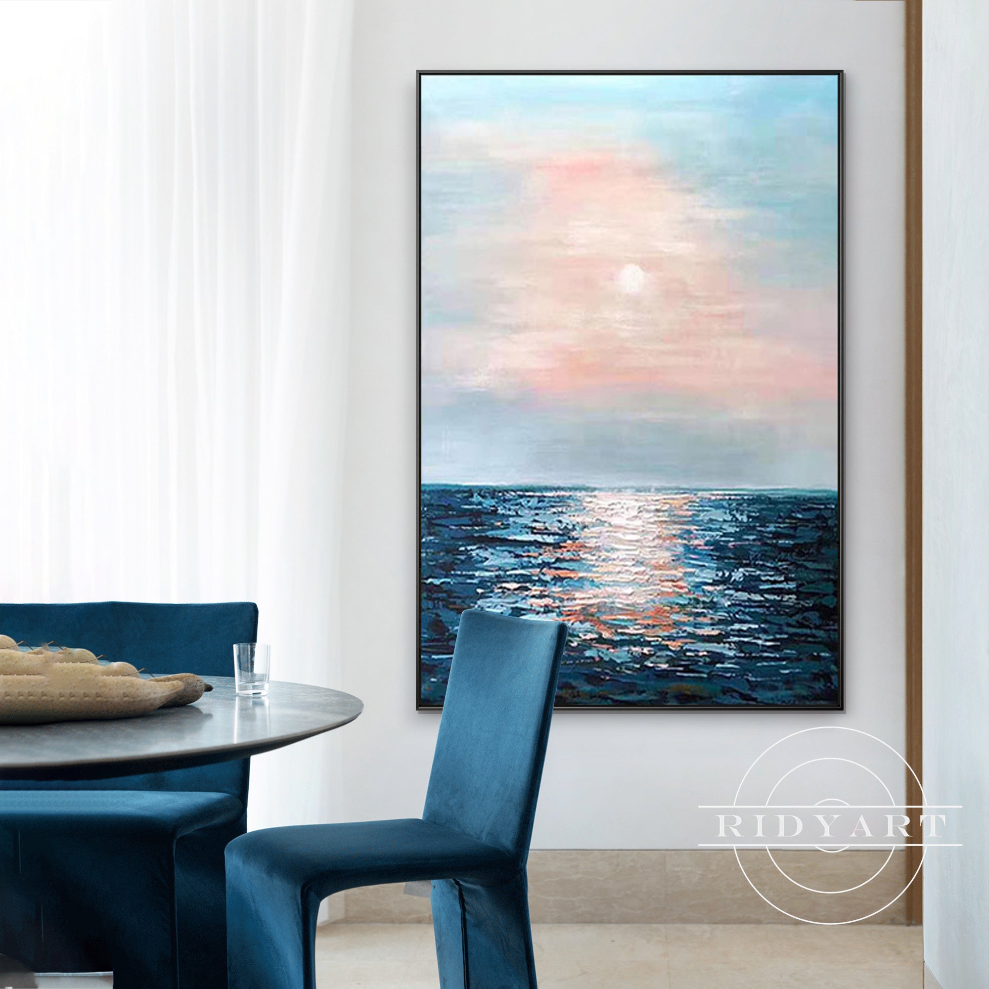 
Large textured abstract seascape acrylic painting