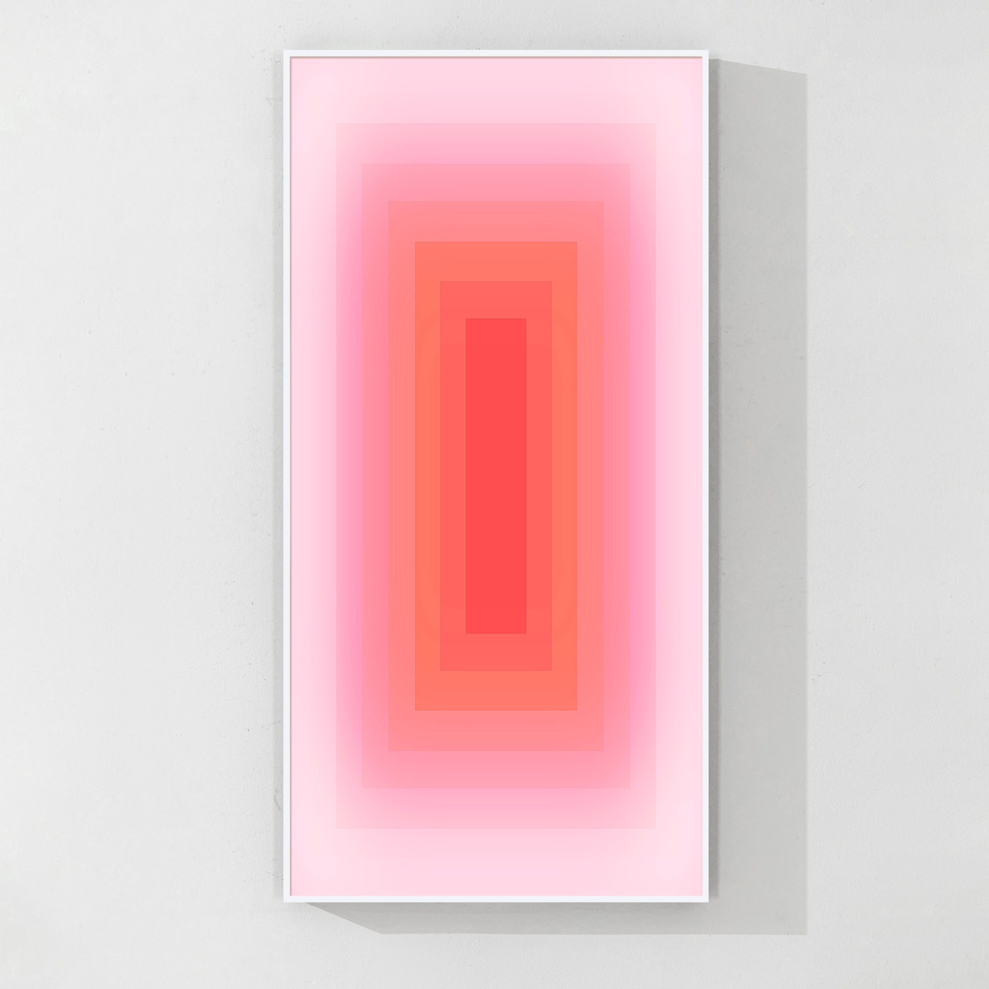 Pink gradient abstract neon wall art on canvas