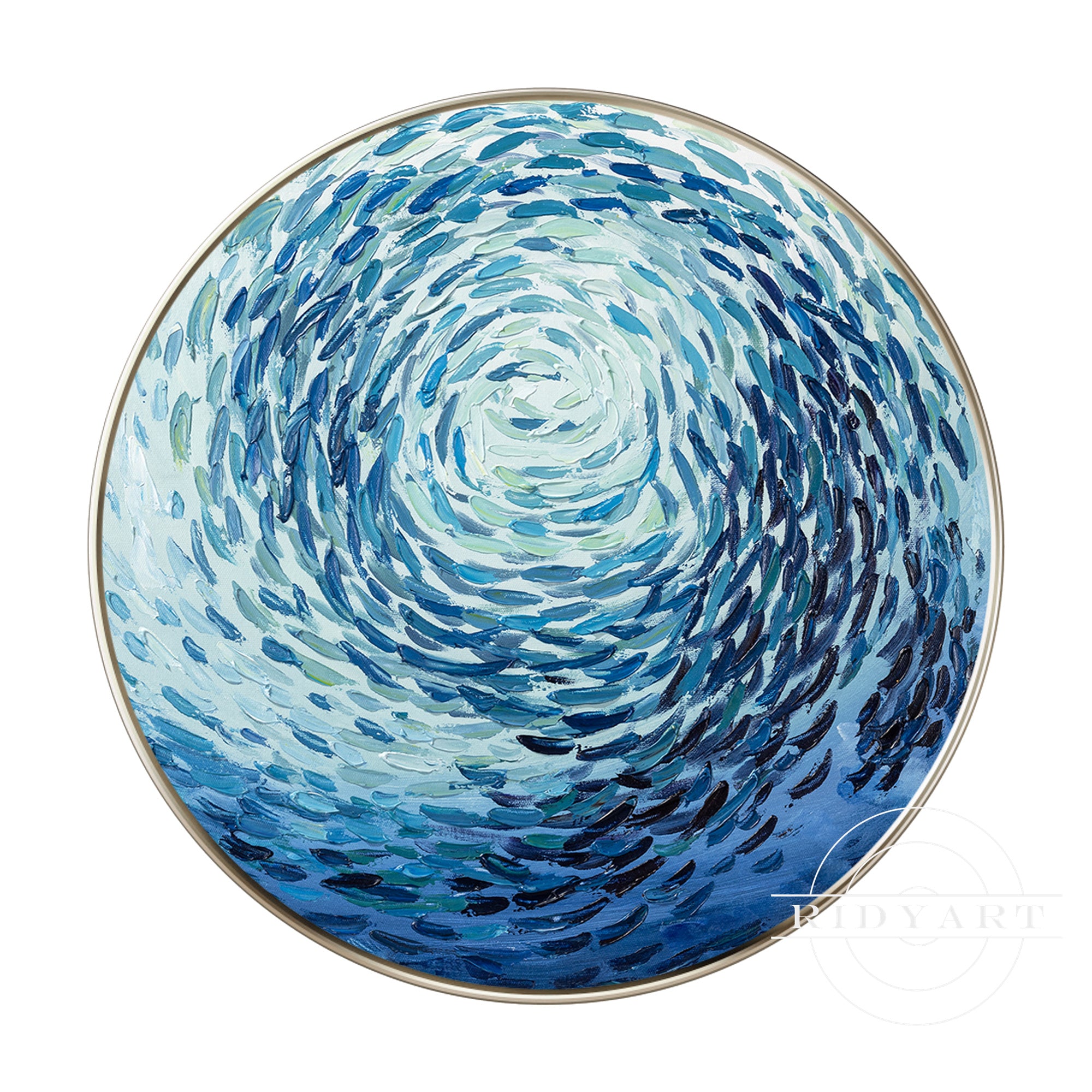Round school of fish ocean painting