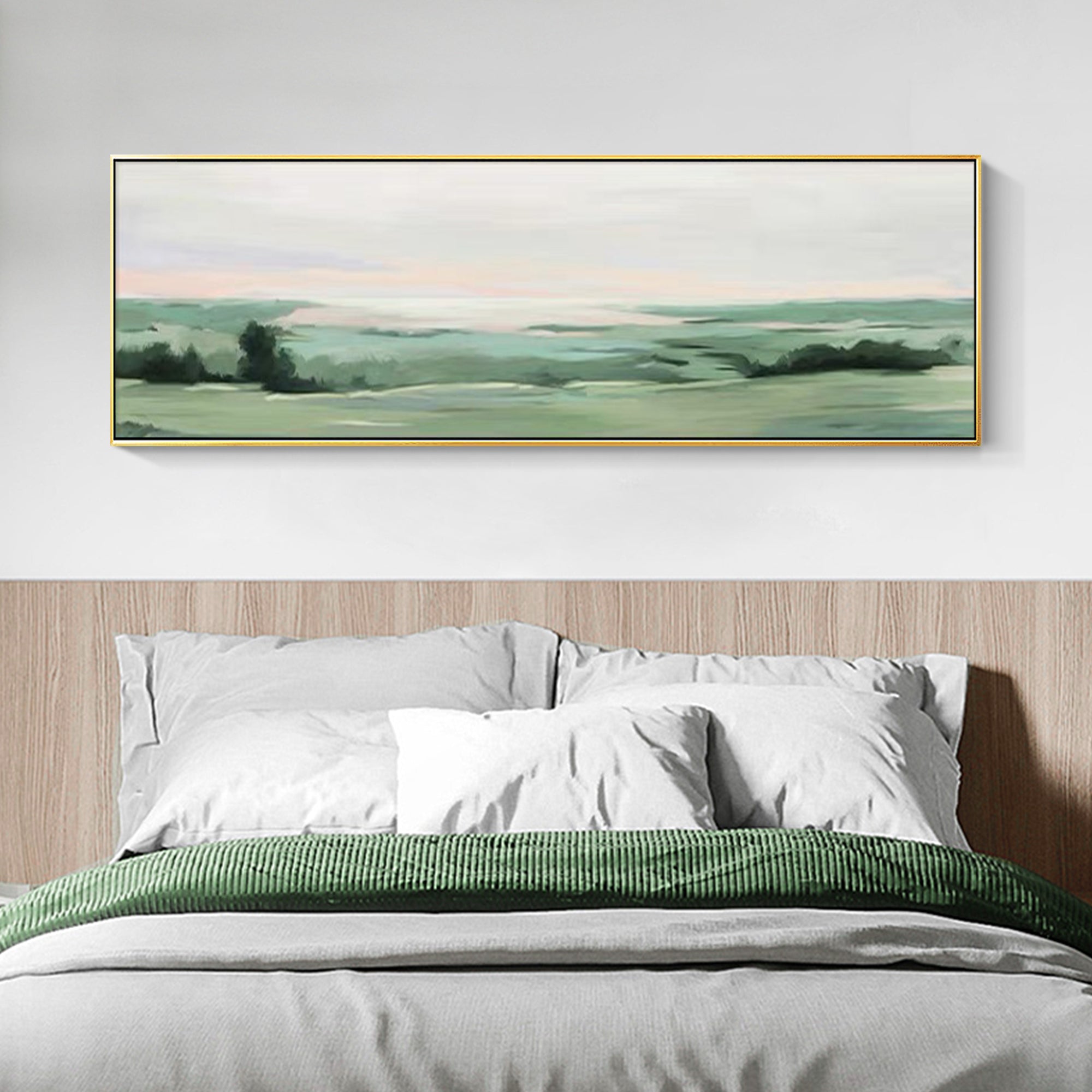 Sage green botanical minimalist wall art on canvas