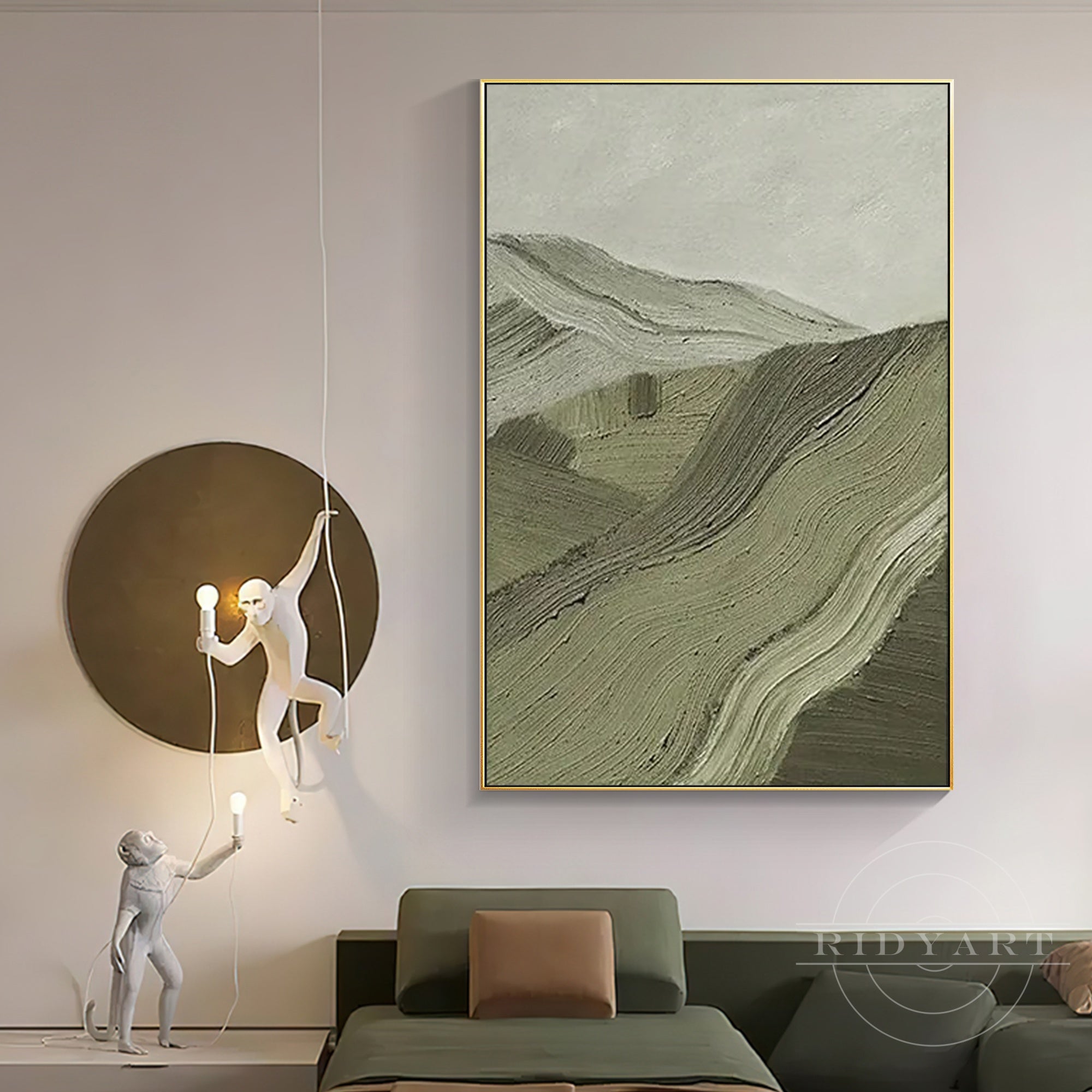 Wabi Sabi mountain landscape painting for modern home decor.