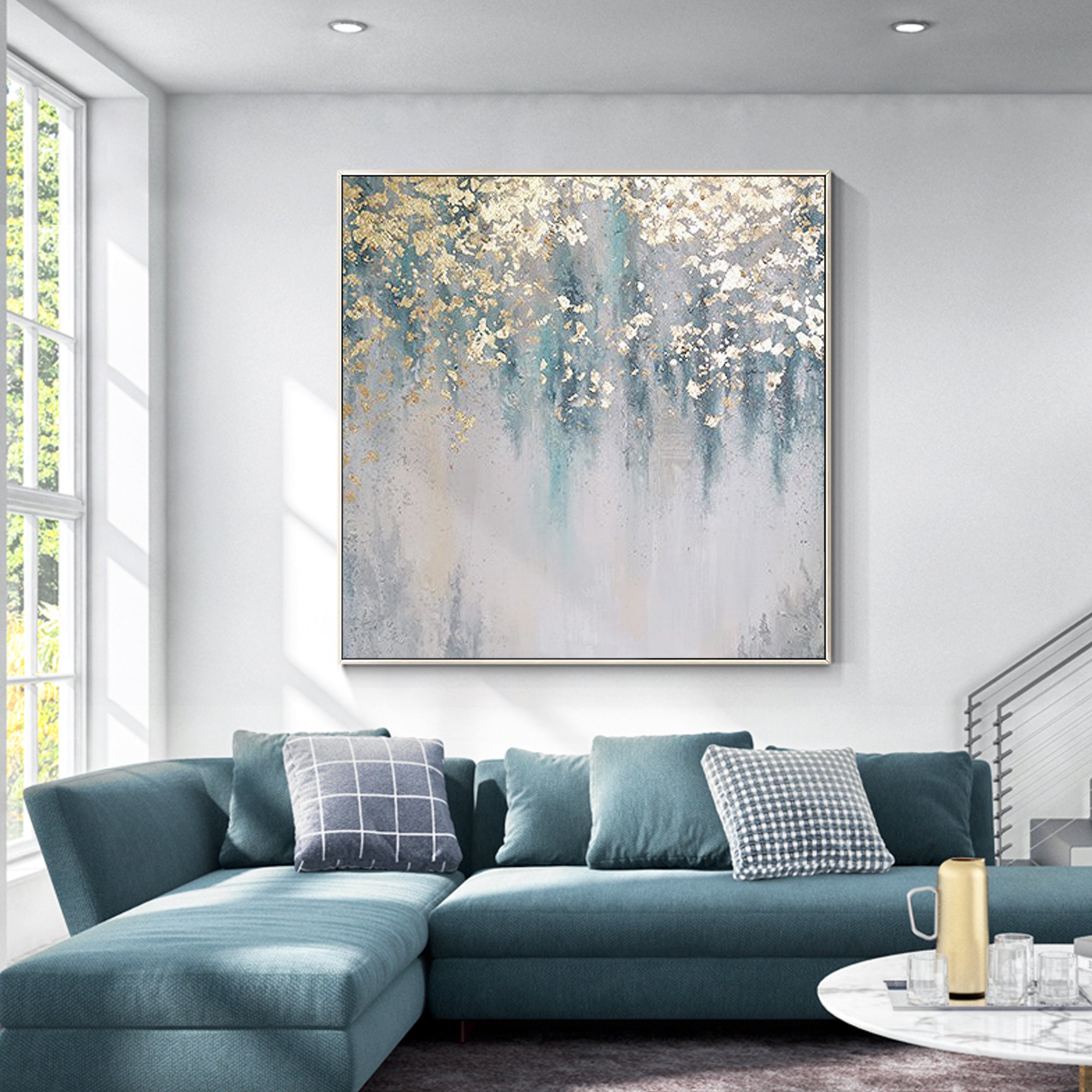 Modern Gold Abstract Oil Painting On Canvas