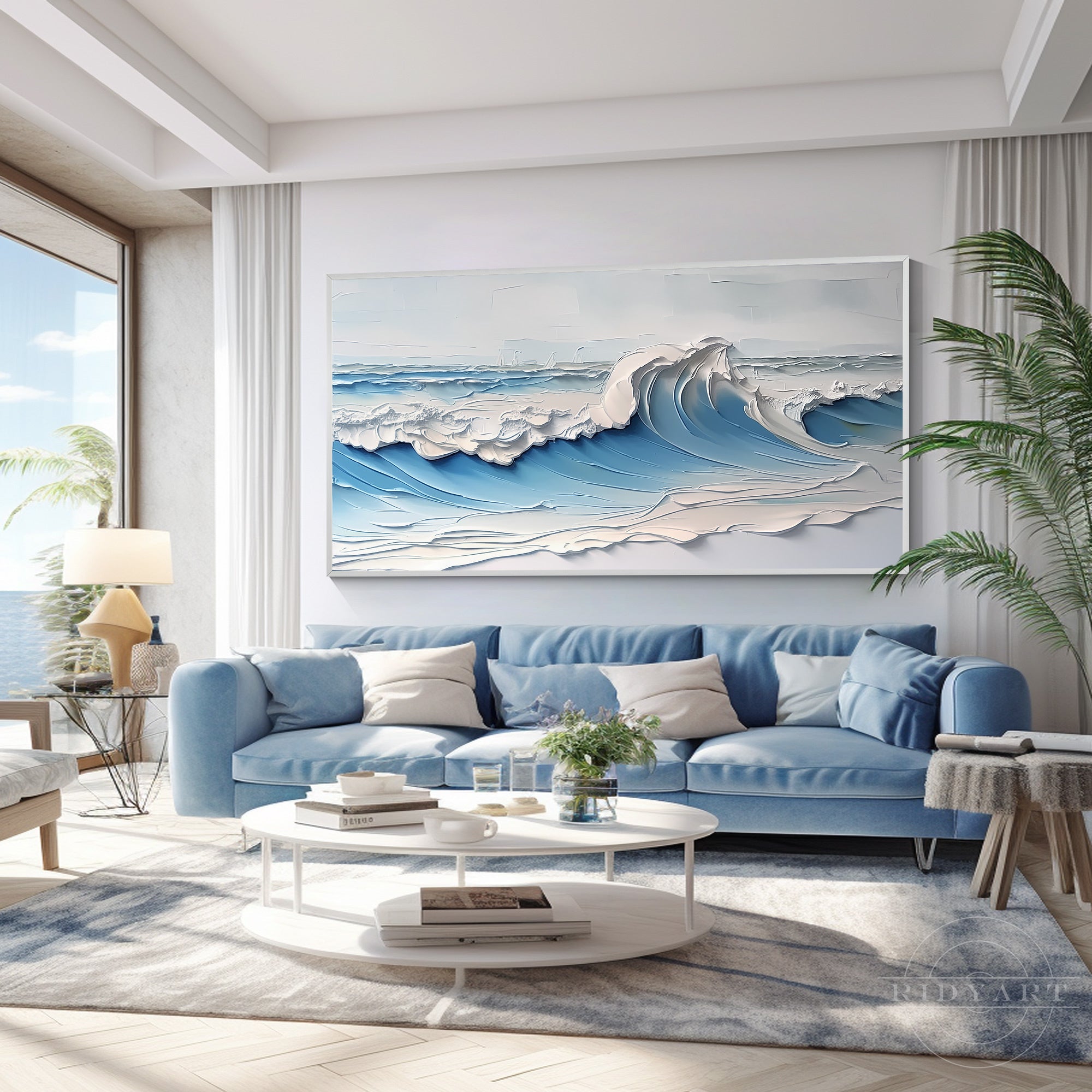 Calming Coastal Palette: A harmonious blend of deep ocean blues, soft sky tones, and crisp seafoam whites designed to bring peace and tranquility to your busy day.
Ready to Elevate Your Space: Available in multiple frame options (including black, elegant gold, or clean white minimalist frames) to perfectly match your unique decor style.