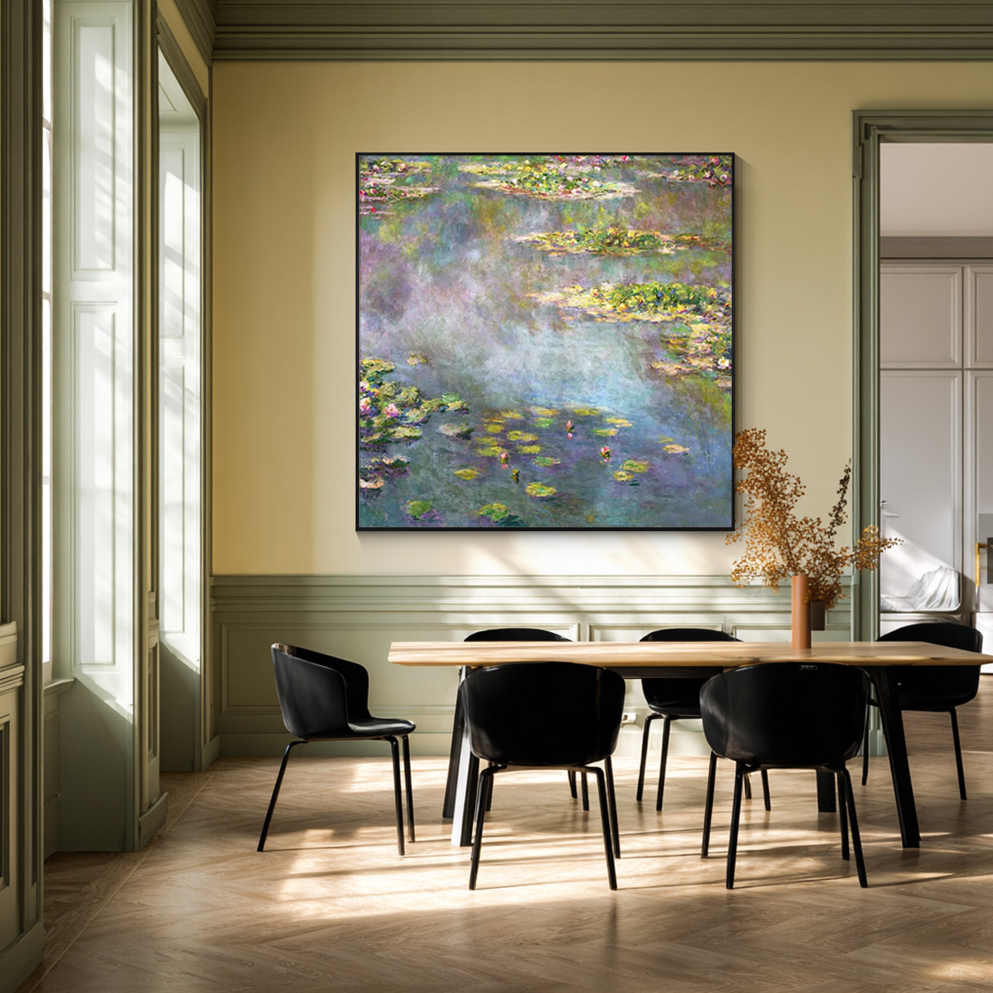 Impressionist inspired water lily wall art for home decor