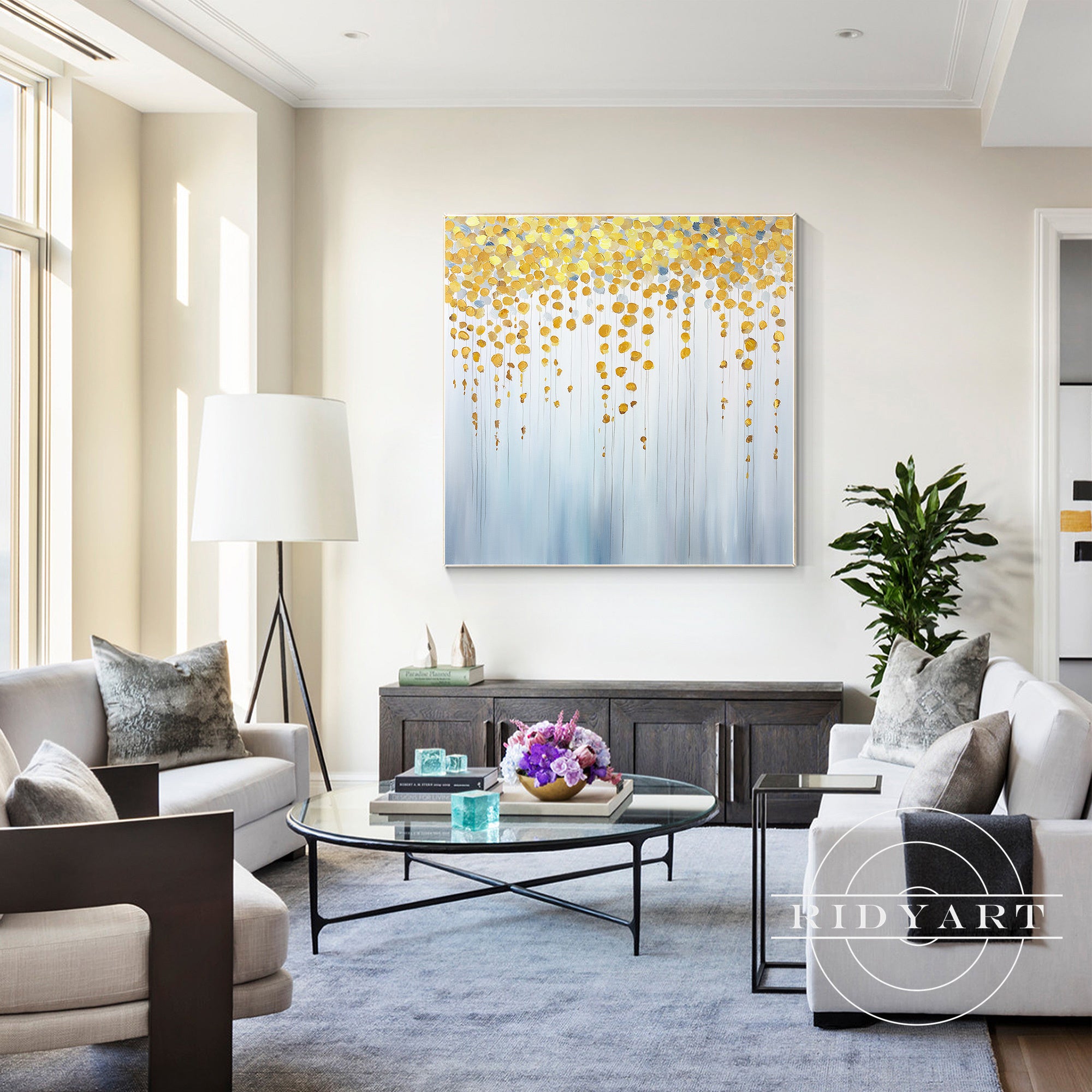 Abstract floral wall art square canvas