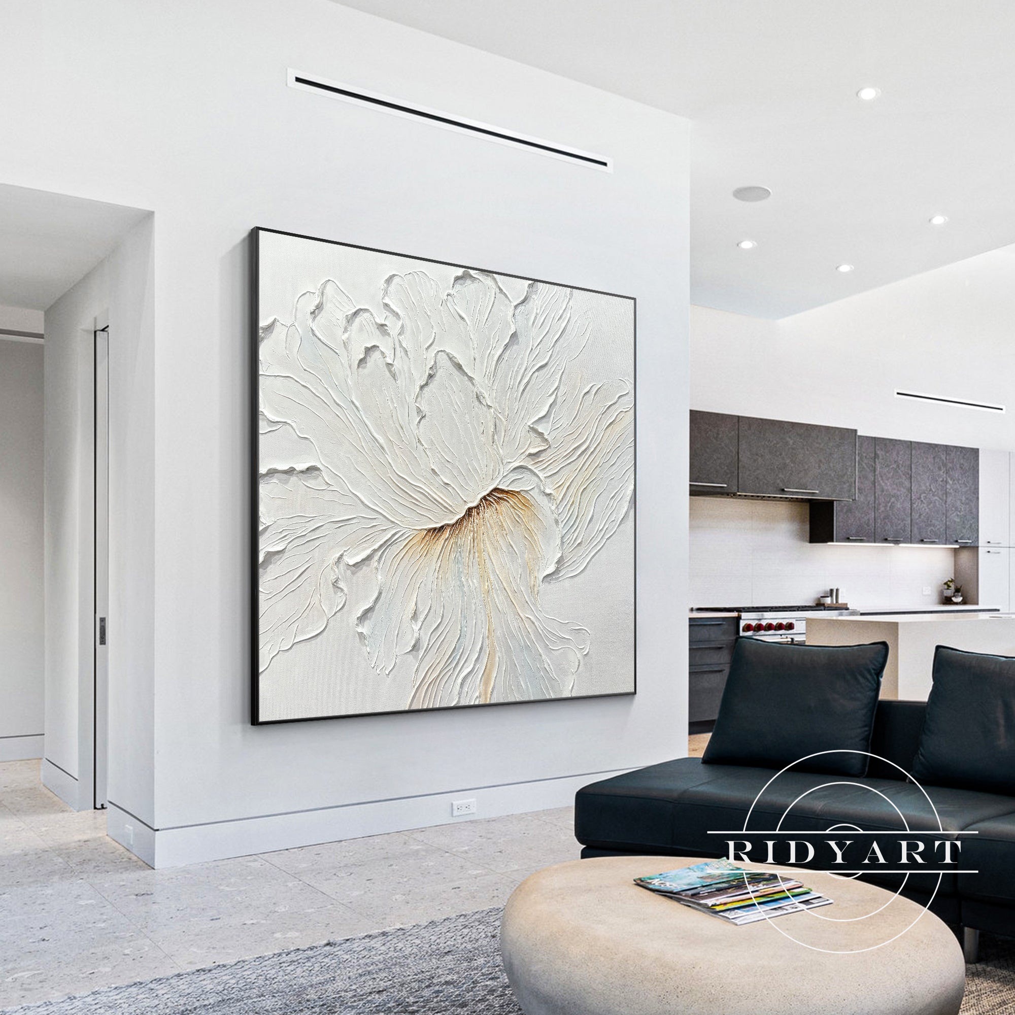 White Flower Thick Textured 3D Minimalist Painting